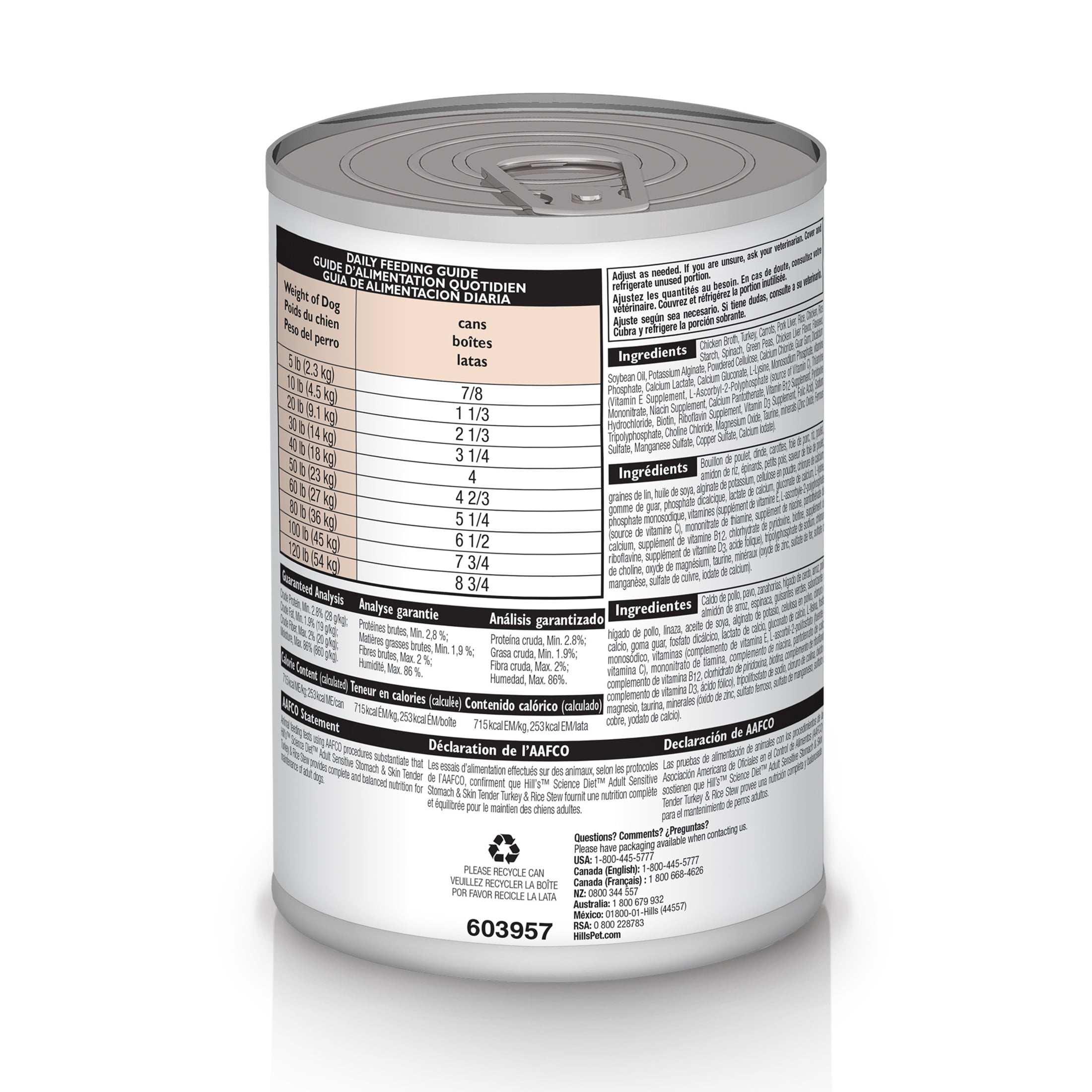 Hill's Science Diet Sensitive Stomach & Skin Tender Turkey & Rice Stew Wet Dog Food, 12.5oz Can 12pk - Image 4