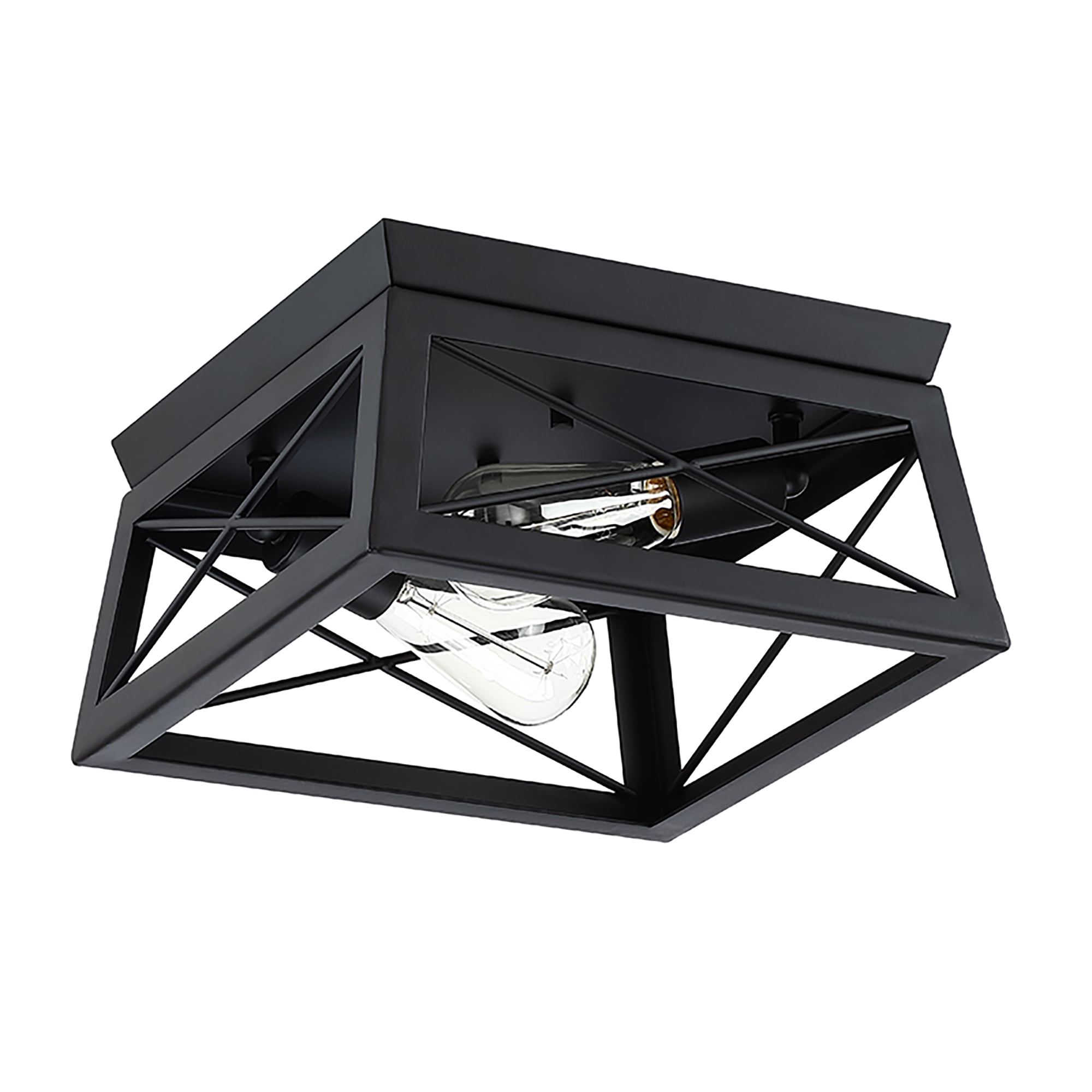 2-Light Farmhouse Flush Mount Ceiling Light Industrial Metal Light Fixture for Hallway, Bedroom, Kitchen, Living room - Image 8