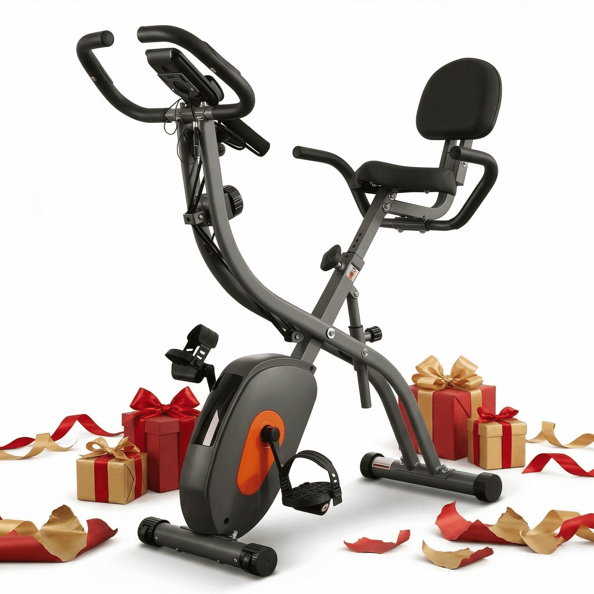 Naipo Folding Exercise Bike 4 in 1 Magnetic Stationary Recumbent Bike 10 Level Resistance for Home Use with Arm Resistance Bands - Image 2