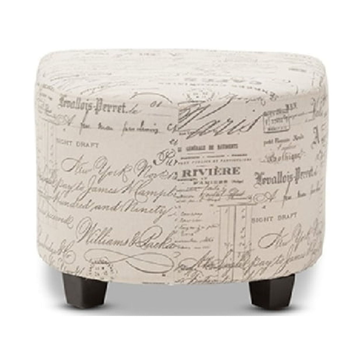 Baxton Studio Benson French Script Patterned Fabric Club Chair and Ottoman Set - Image 7