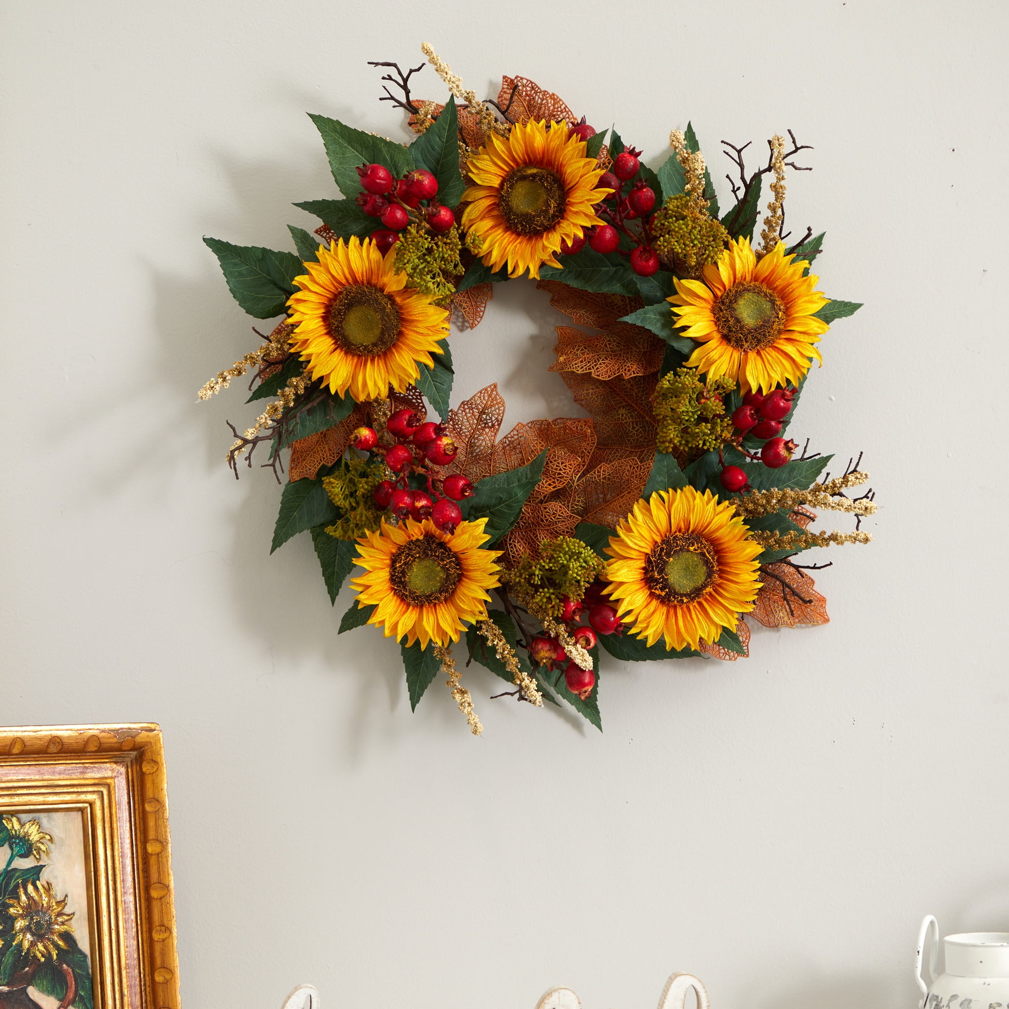 Nearly Natural Iron Wreath, 27" (Assorted Colors) - Image 2