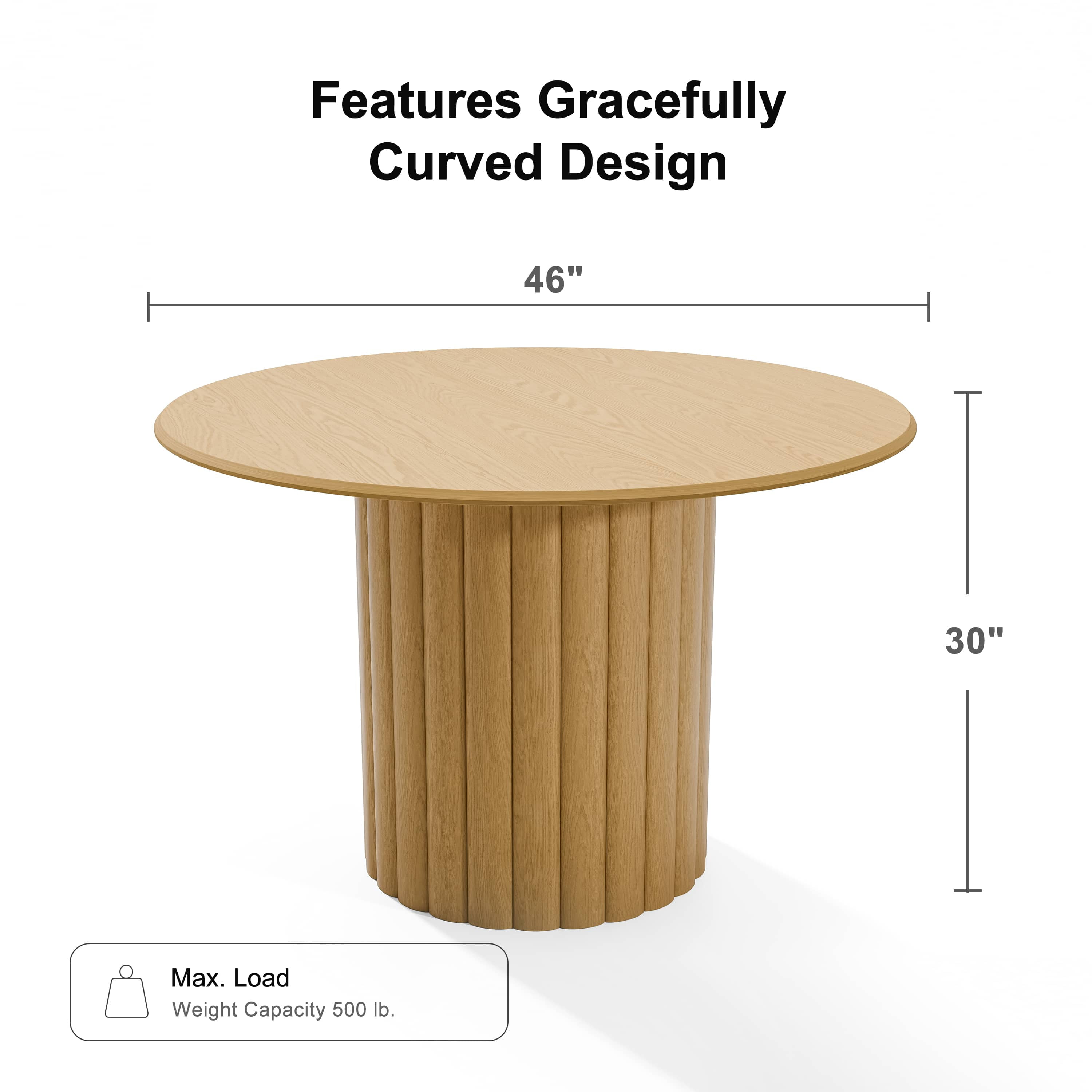 Dovelina 46" Wooden Round Modern Dining Table for Dining Room Kitchen, Natural Wood - Image 7