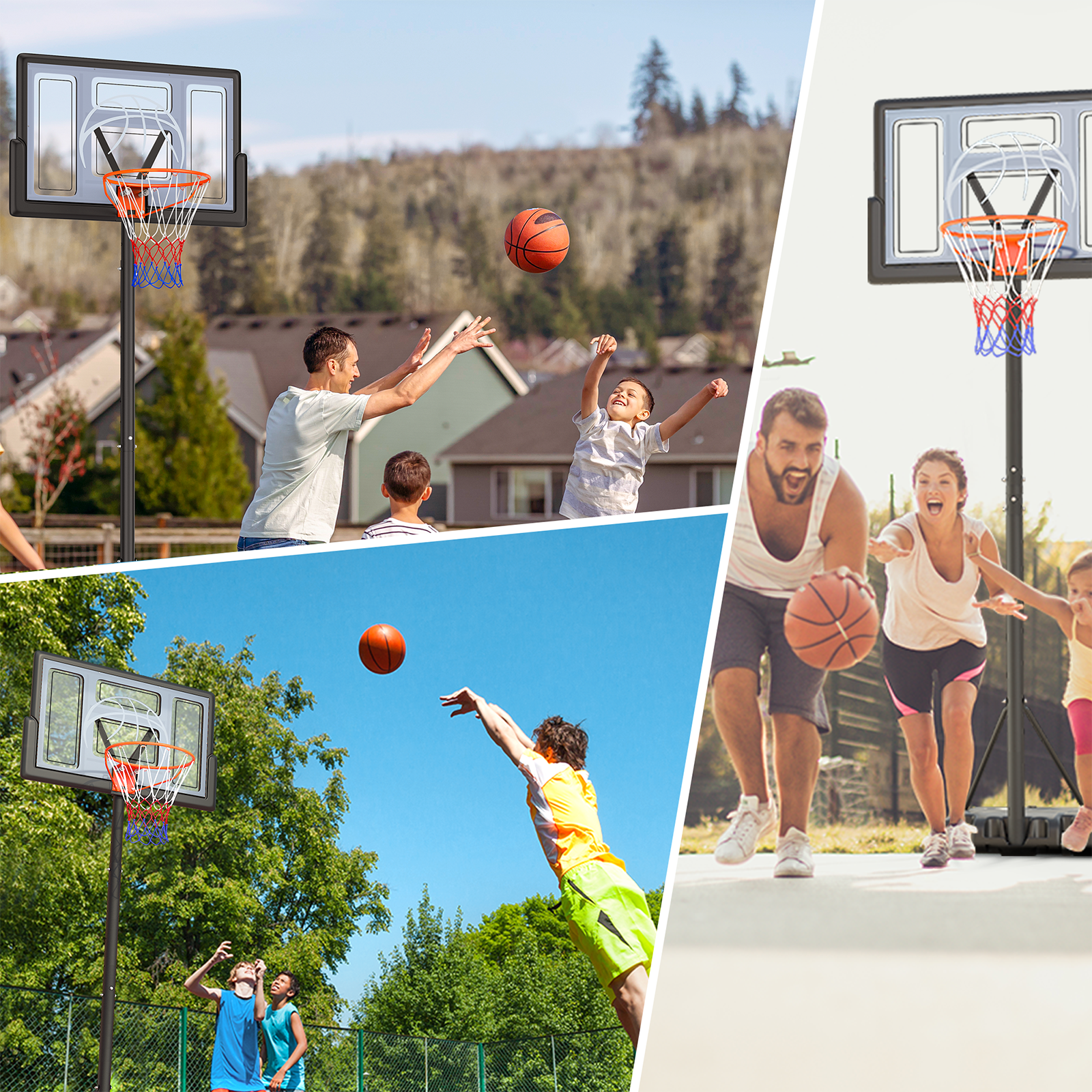 4.4-10ft Portable Basketball Hoop 44" Height Adjustable Basketball Goal System with PC Backboard Material Outdoor,Gray - Image 4