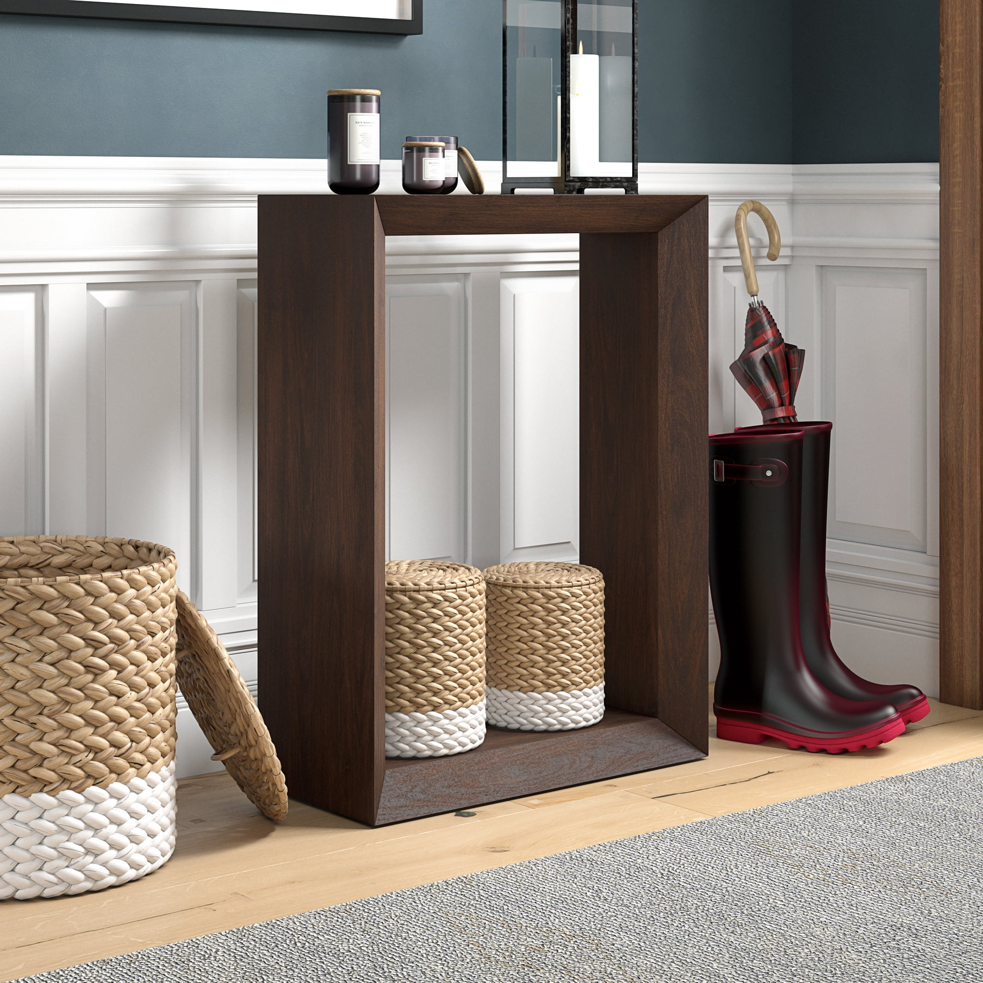 Evelyn&Zoe Modern Farmhouse 22" Wide Alder Brown Console Table - Image 6