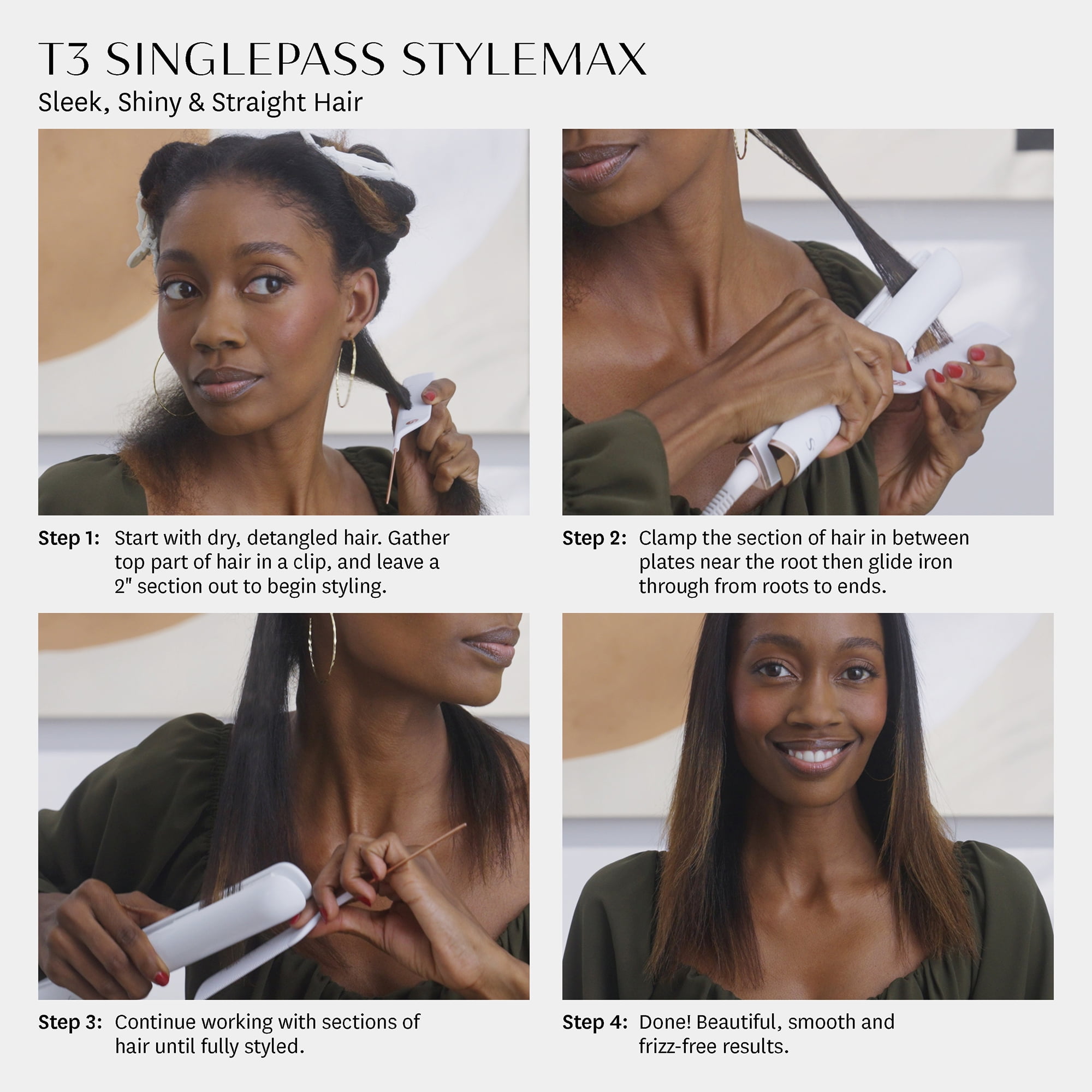 T3 SinglePass StyleMax Professional 1" Ceramic Flat Iron with Custom Heat Automation, 9 Heat Settings, Longer Ceramic Plates, for Straightening, Waving, Curling & Styling - Image 10