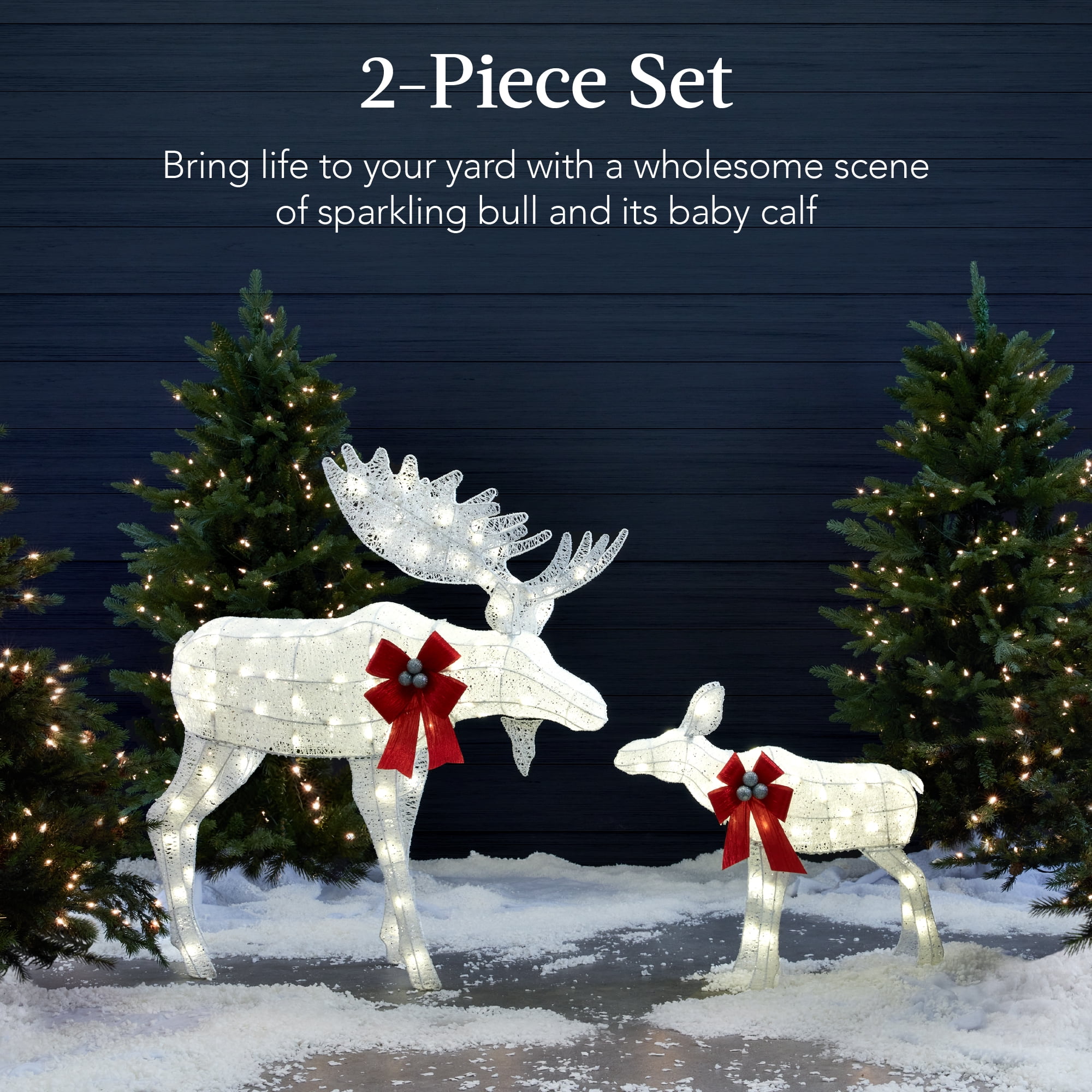 Best Choice Products 2-Piece Moose Family Lighted Christmas Yard Decor Set w/ 170 LED Lights, Stakes, Zip Ties - White - Image 3