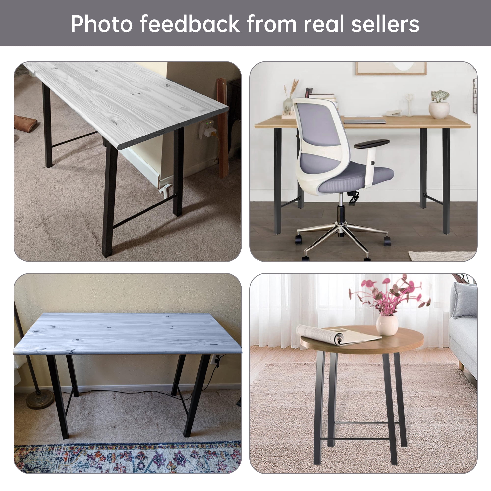 Kojem Clearance 28" Desk Legs ,Metal Chair Legs Table Legs ,28"H×20"W, Black Heavy Duty, Set of 2 ,Steel Desk Leg,Furniture Leg - Image 9