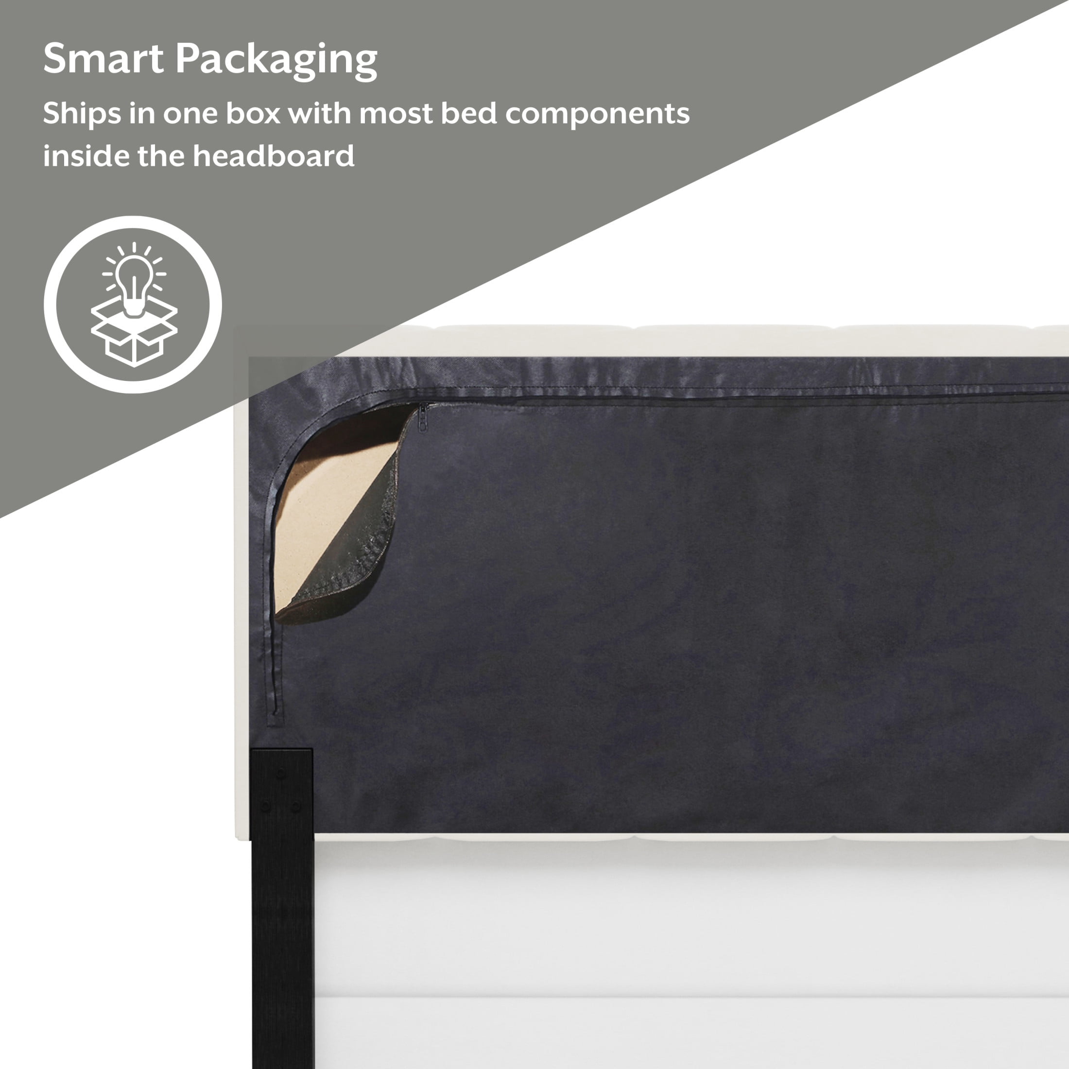 Reece Channel Stitched Upholstered Queen Bed, Ivory, by Hillsdale Living Essentials - Image 5