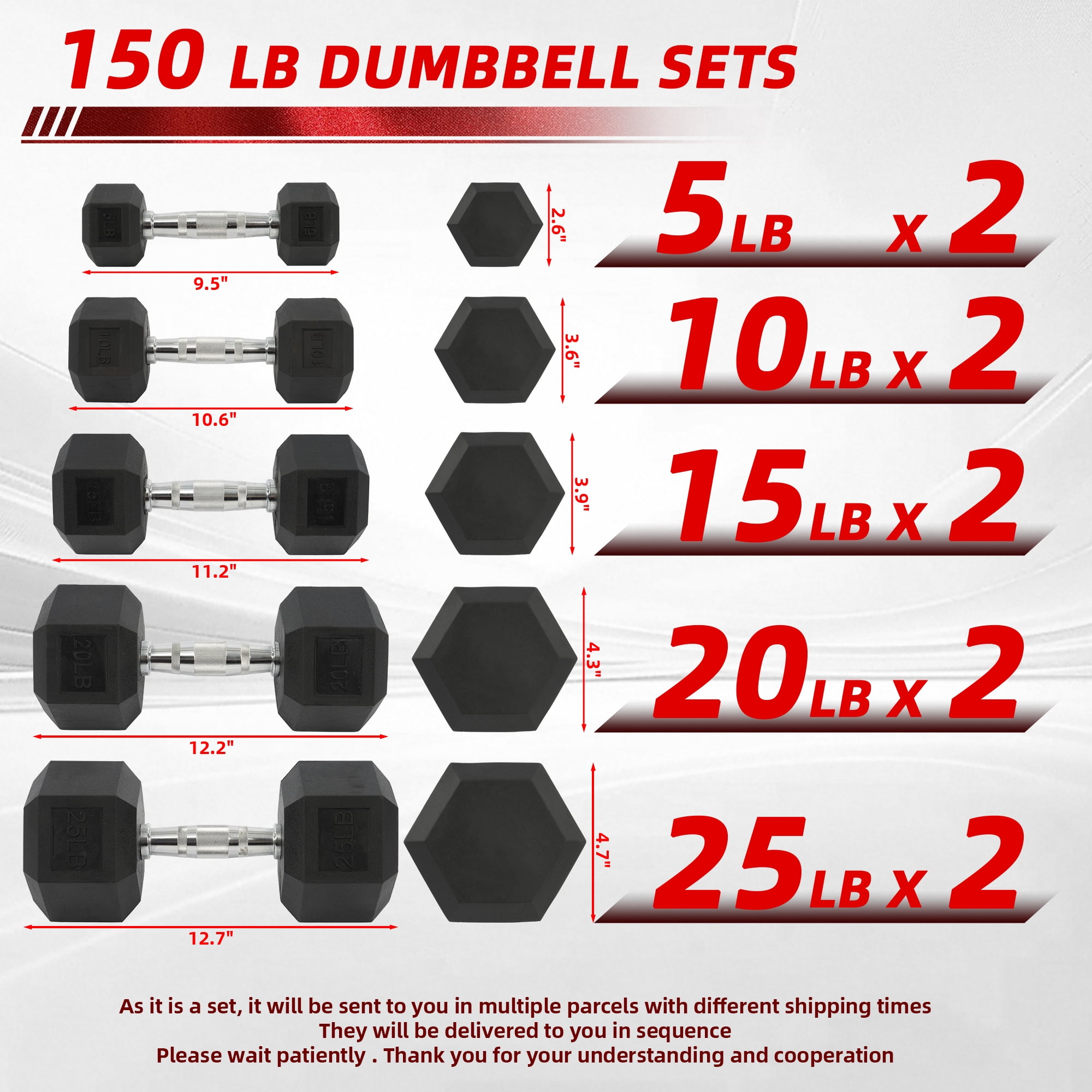 BalanceFrom 150 LB Dumbbell Set, Pair of 5, 10, 15, 20, 25 LBs, Multiple Packages - Image 3