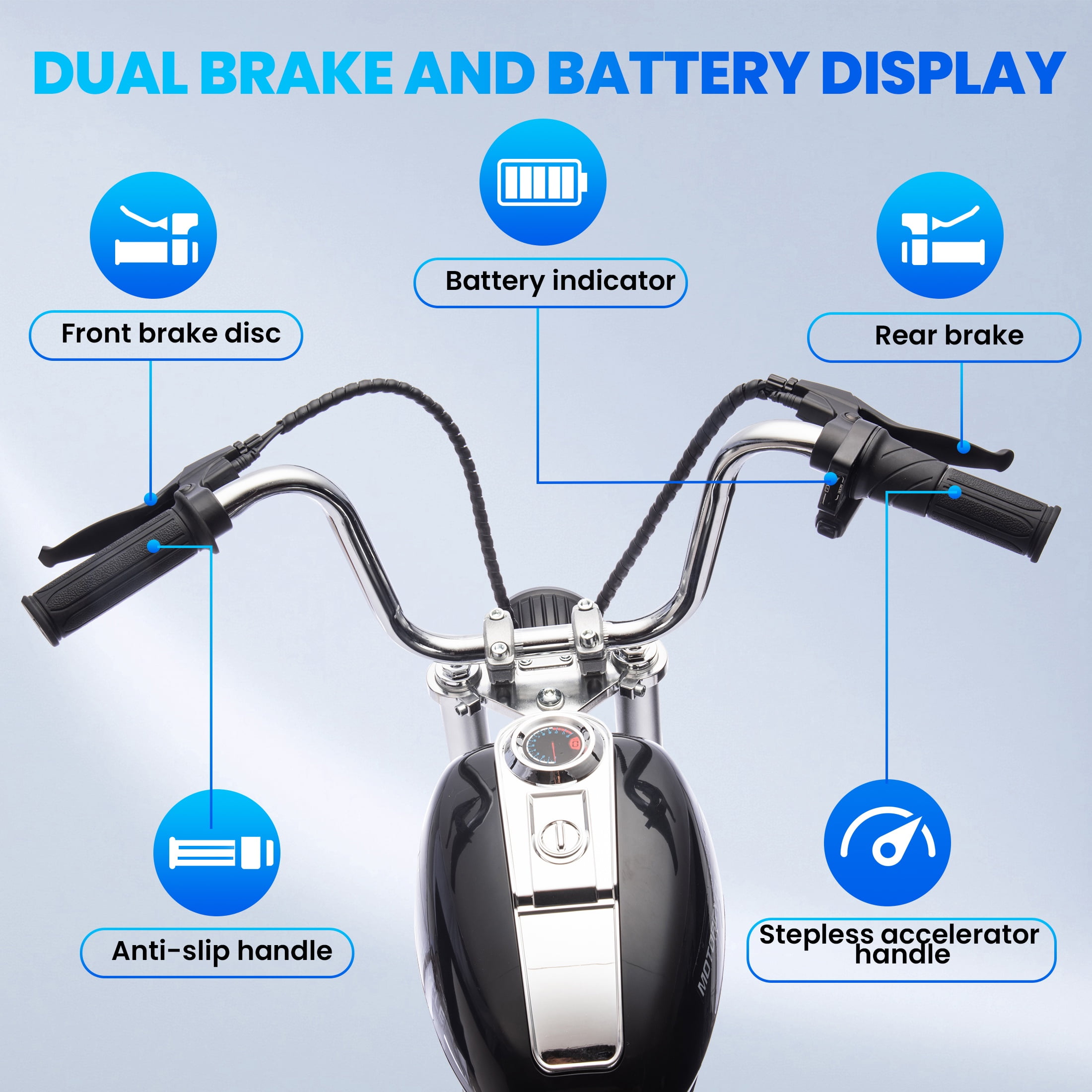 36V Power Ride on Motorcycle for Teen, Kids Electric Motorcycle with Front Wheel suspension, LED Light, Top Speed 13.6 Mph, Electric Dirt Bike for Boys Girls, Black - Image 4