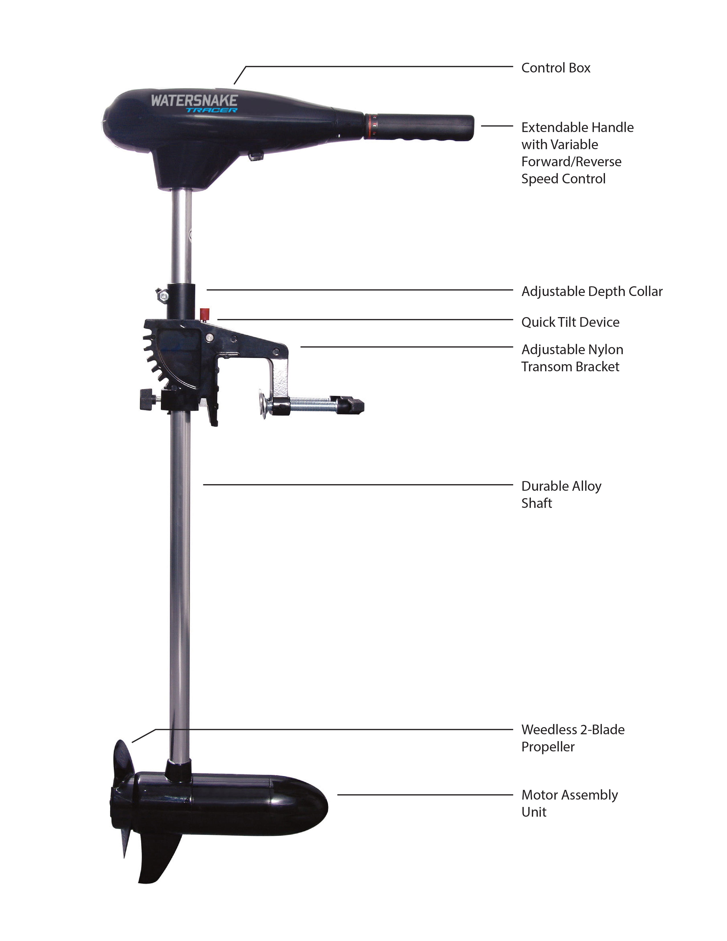Tracer Transom Mount Trolling Motor. 30 lb thrust and 30 in shaft. - Image 9