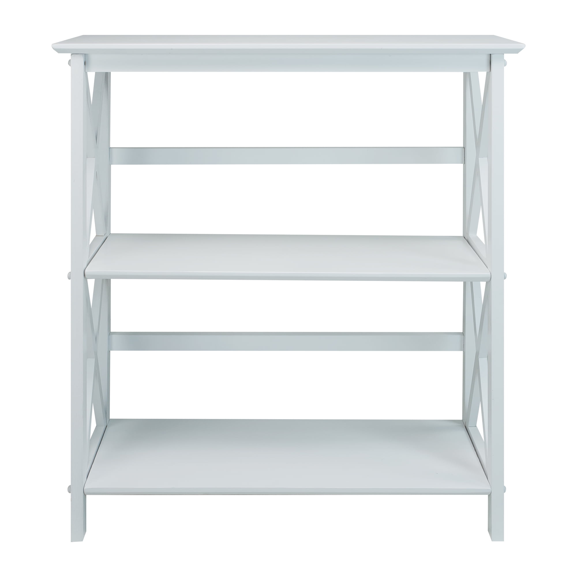 Casual Home Montego Lightweight 3 Tier Open Shelf X Design Wooden Bookcase Office Furniture , Wood (White) - Image 5