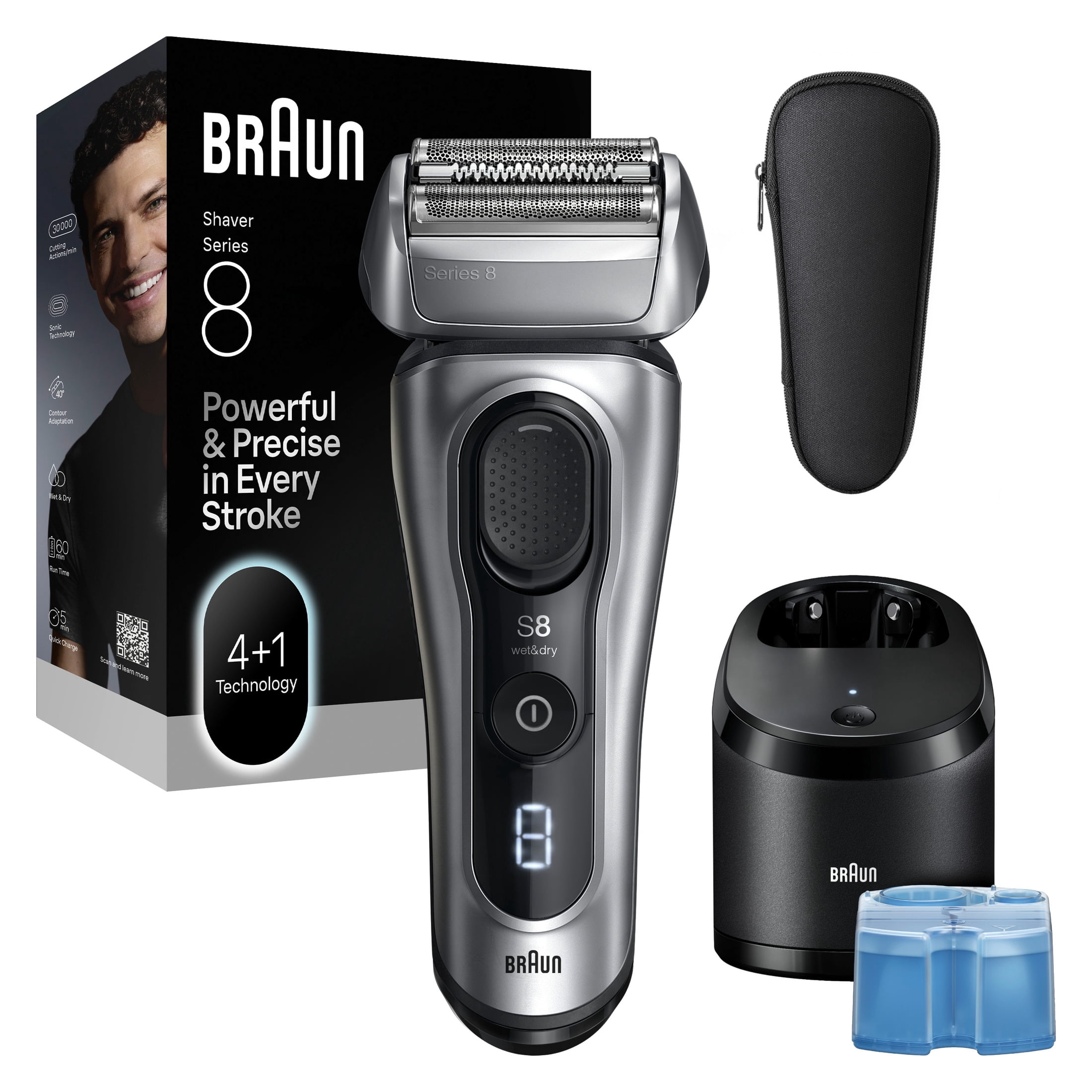 Braun Electric Shaver, Series 8 8567cc Long Hair Trimmer Wet & Dry, Galvano Silver - Image 12