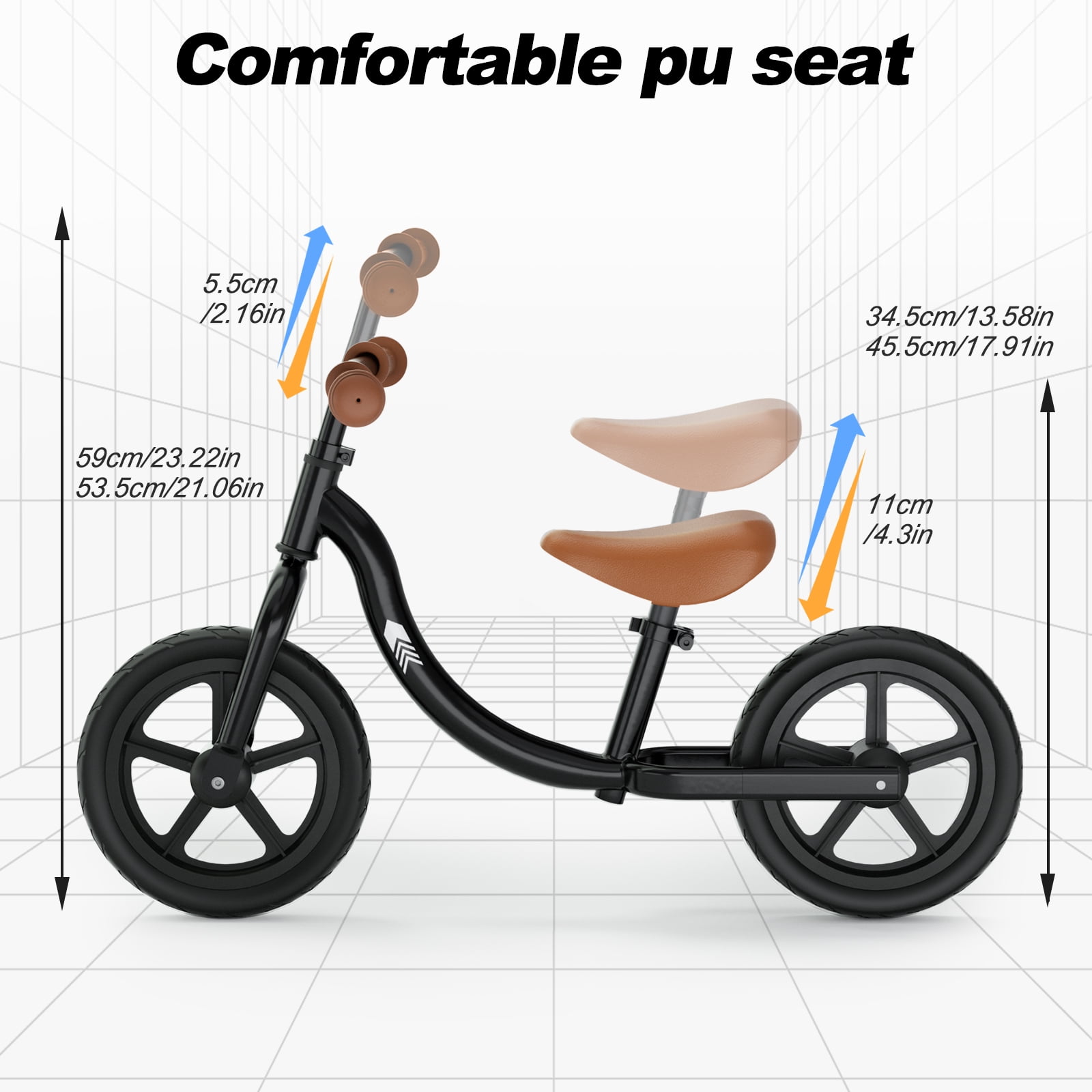 KORIMEFA Toddler Balance Bike - Lightweight Kids Toy Bike for 2, 3, 4, and 5 Year Old Boys Girls - No Pedal Training Bicycle with Adjustable Handlebar and Seat, Black - Image 2