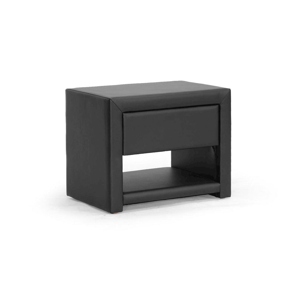 Baxton Studio Massey Black Upholstered Modern Nightstand - Image 2