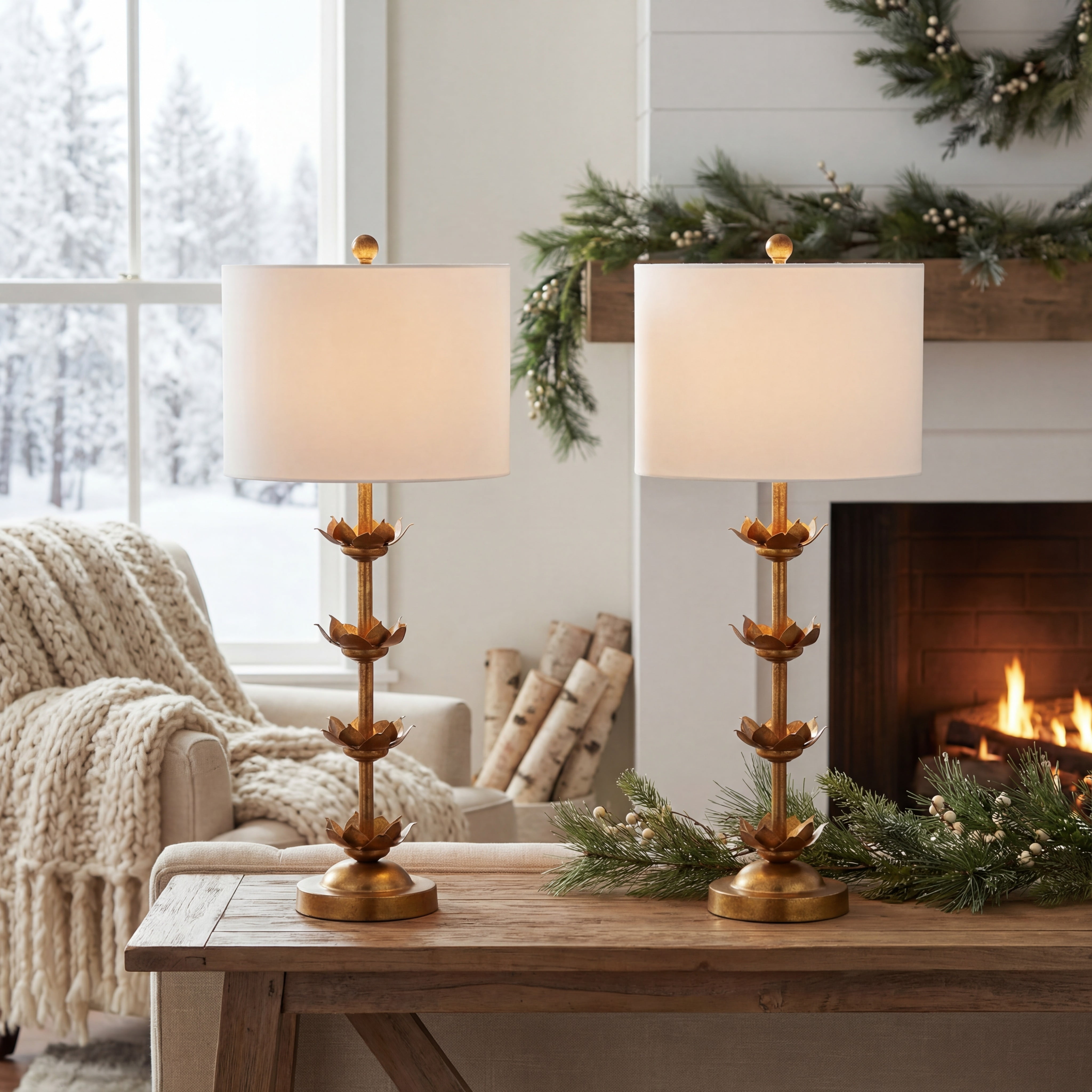 Safavieh Lani Leaf 32 in. H Table Lamp, Antique Gold, Set of 2 - Image 13