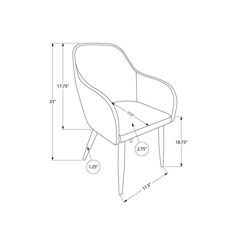 Monarch Specialties Dining Chair, Set Of 2, Side, Upholstered, Kitchen, Black PU, 33" H, Indoor - Image 3