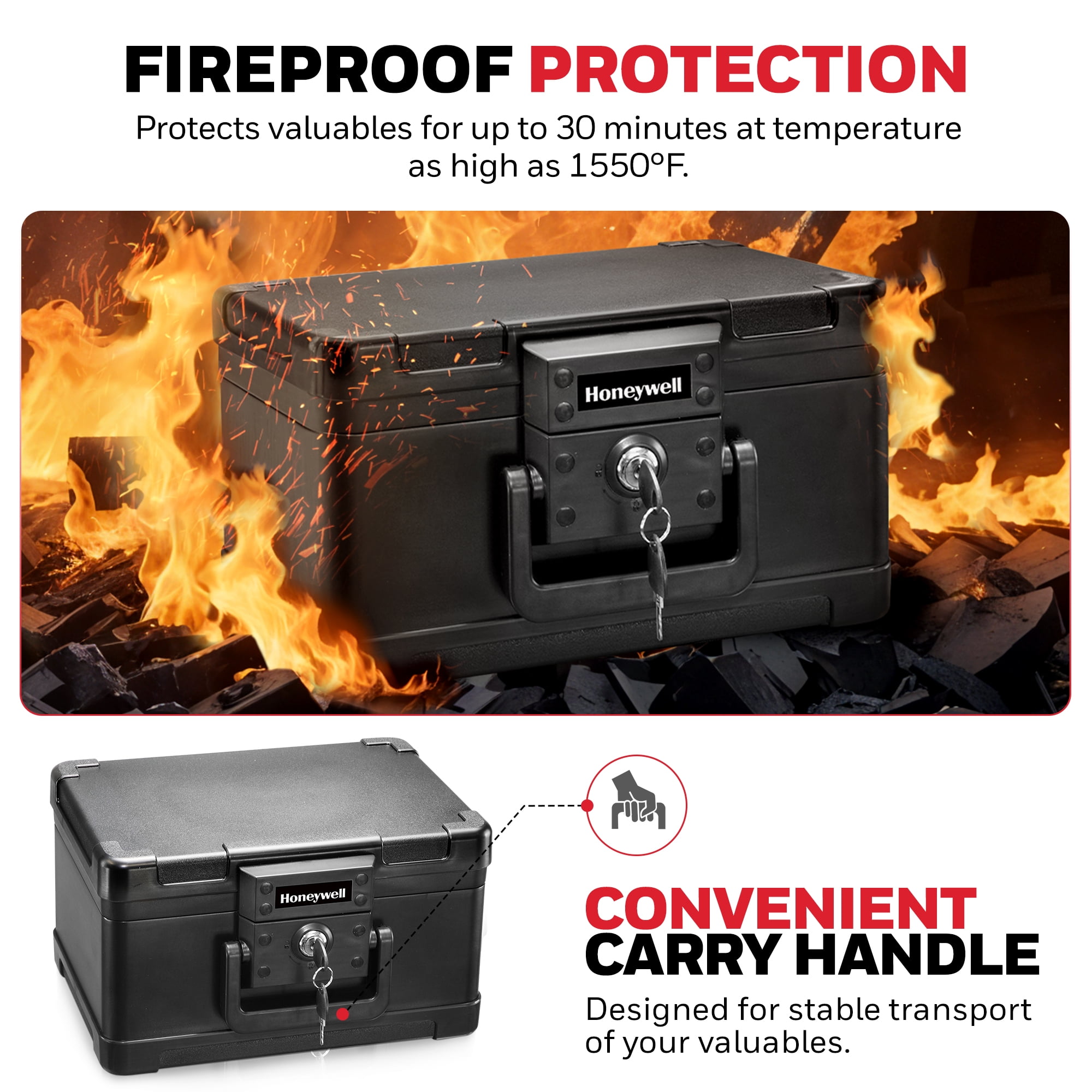Honeywell 0.15 cu. ft. 30-Minute Fire Molded Chest with Key Lock, 1101 - Image 7