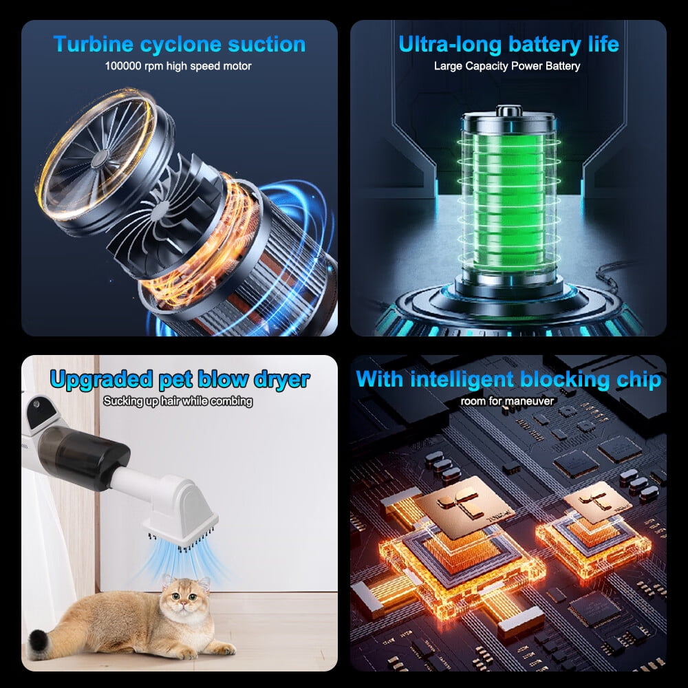 WeHoming 16000Kpa Handheld Vacuum Cleaner with LED Light 180° Foldable Vacuum Cleaner All-in-One Multifunction Blowing/Vacuuming/Pumping Rechargeable Strong Suction for Home Car Office - Image 13