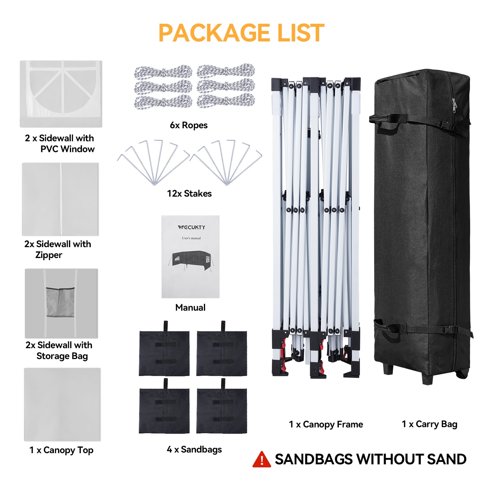 VECUKTY 10 x 20ft Pop up Canopy Tent with 6 Sidewalls, Wheeled Bag, Shelter for Outdoor Shade,White - Image 6