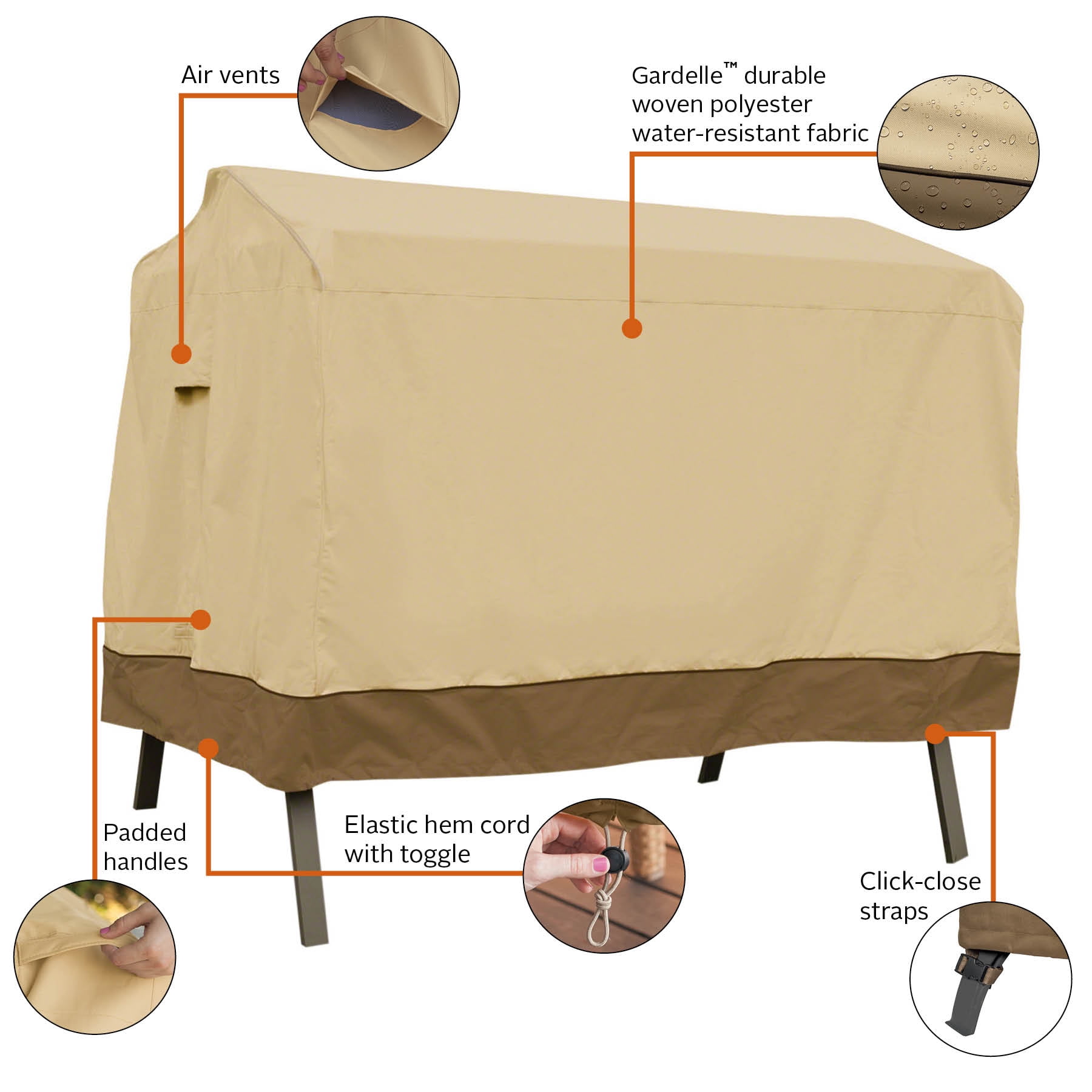 Classic Accessories Veranda Water-Resistant 88 Inch Canopy Swing Cover - Image 3
