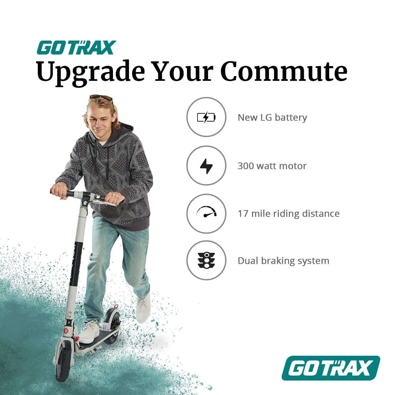 GOTRAX XR Ultra Adults Electric Scooter, Peak 400W 36V 8.5"Tires 15.5mph Foldable E-Scooter for Commuting,Black - Image 3