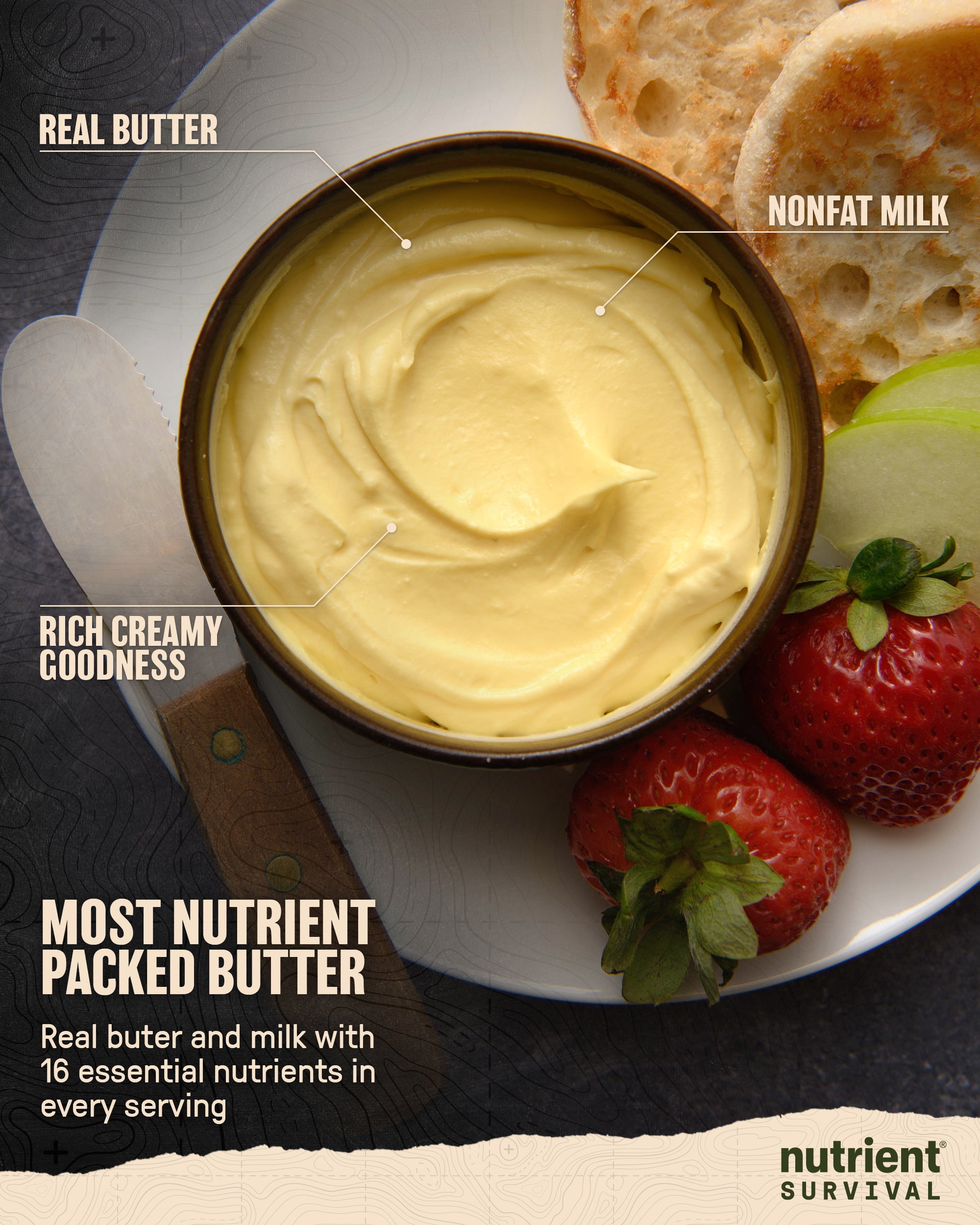 Nutrient Survival Vitamin Butter Powder, Freeze Dried Prepper Supplies & Emergency Food Supply, 16 Essential Nutrients, Soy & Gluten Free, Shelf Stable Up to 10 Years, One Can, 204 Servings - Image 2