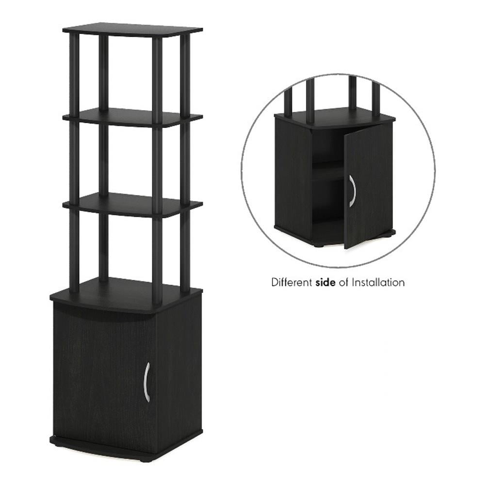 Furinno Turn-N-Tube 3-Tier Tall TV Entertainment Side Table Display Rack with Storage Cabinet, Blackwood/Black - Image 6