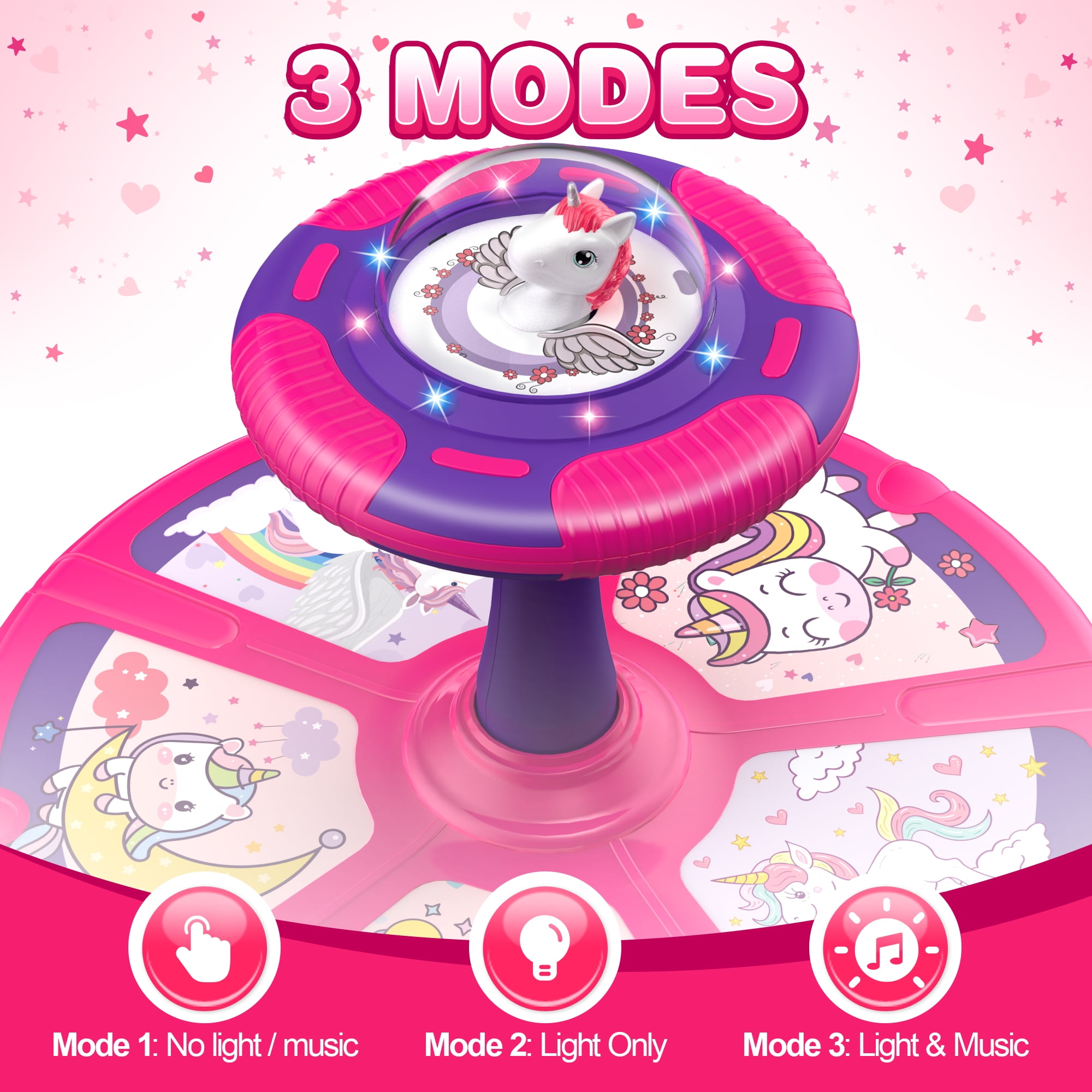 Beefunni Musical Unicorn Sit Twister and Spin Toy with LED Lights, 360° Twister Toddlers Toy Age 18 Months+, Birthday Gift for Girls and Boys 1-3 Years Old - Image 4