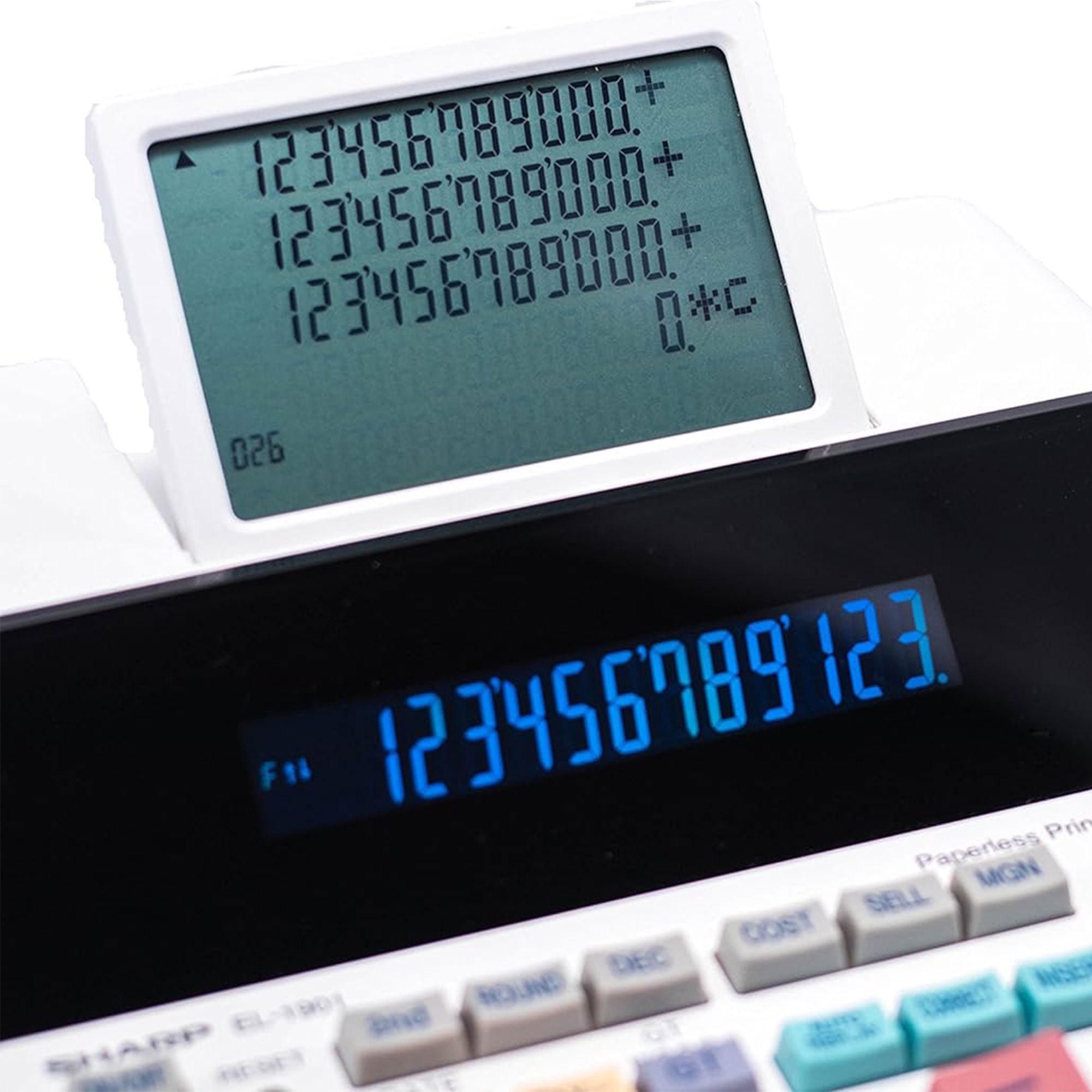 Sharp Calculators, SHREL1901, EL-1901 12-Digit Paperless Printing Calculator, 1 Each, White - Image 3