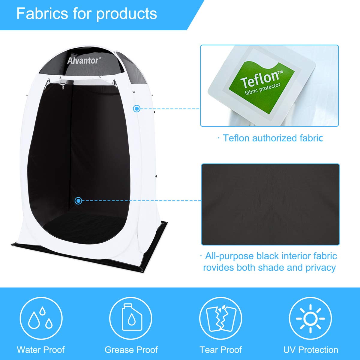 Alvantor Pop Up Shower Tent Privacy Changing Room Teflon Camping Toilet - Image 3