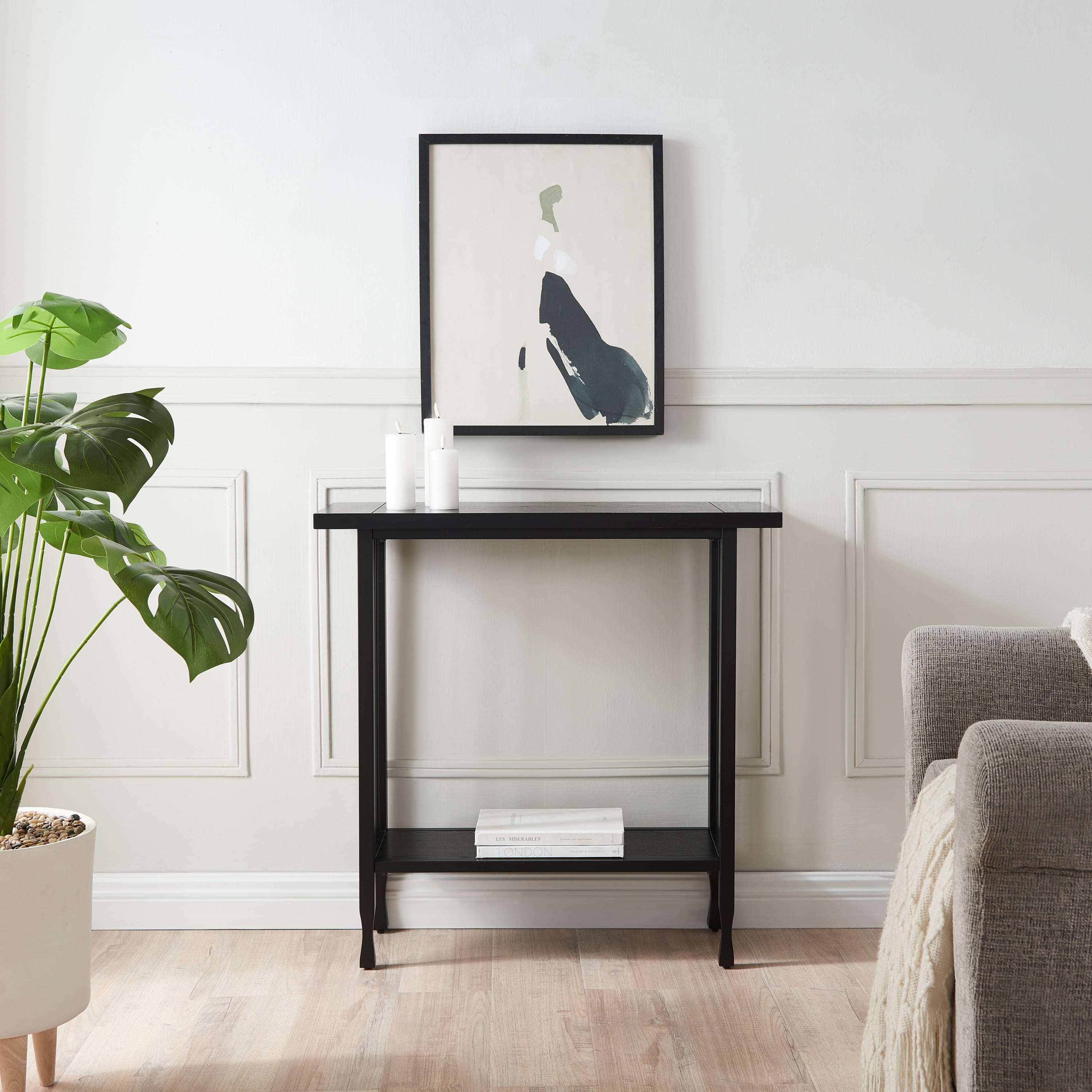 Leick Home Ironcraft Rustic Console Table with Shelf, Black Wash - Image 11