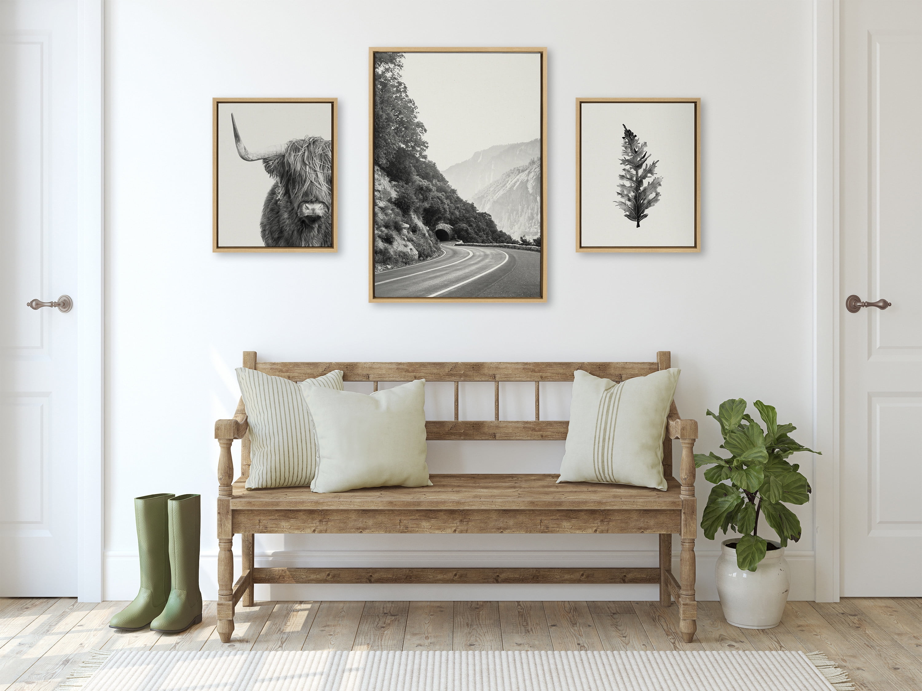 Sylvie Highland Cow, Wandering and Vintage Botanical 23 in x 33 in Framed Photography Canvas Art Prints, by Kate and Laurel Set of 3 - Image 4