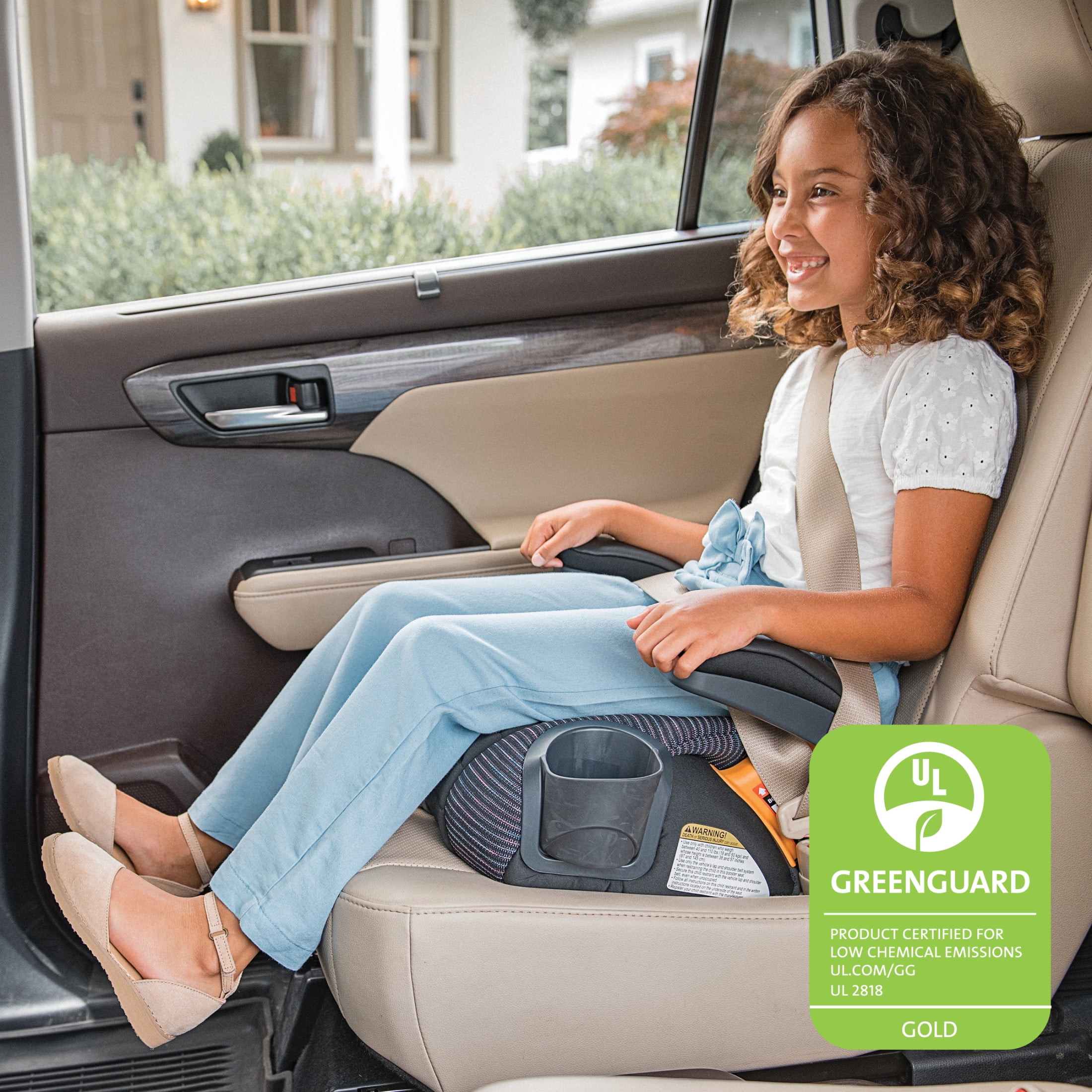 Chicco GoFit ClearTex Plus Backless Belt-Positioning Booster Car Seat, LATCH Attachment Plus Quick-Release - Tropic (Green), New - Image 3