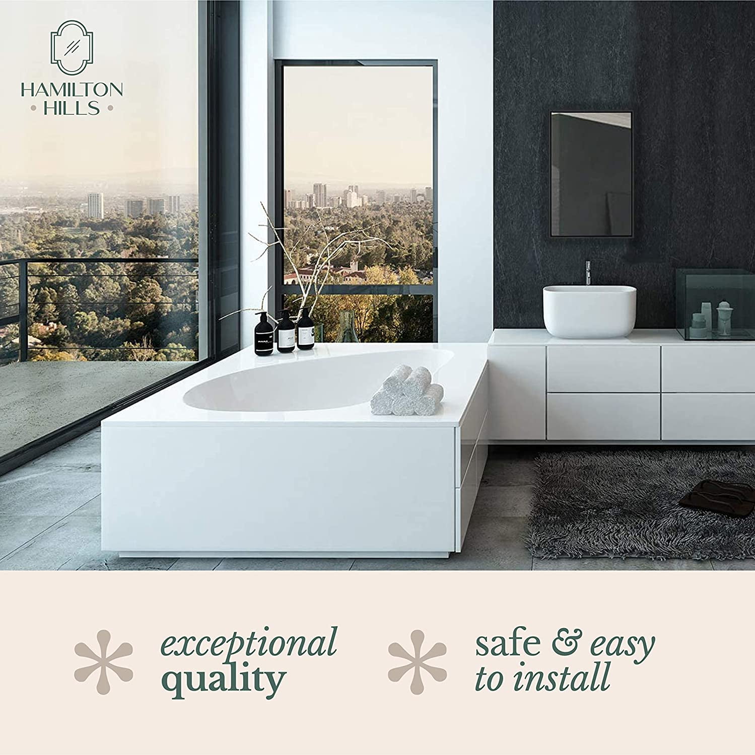 Hamilton Hills Clean Large Modern Black Frame Wall Mirror Contemporary Premium - Image 8