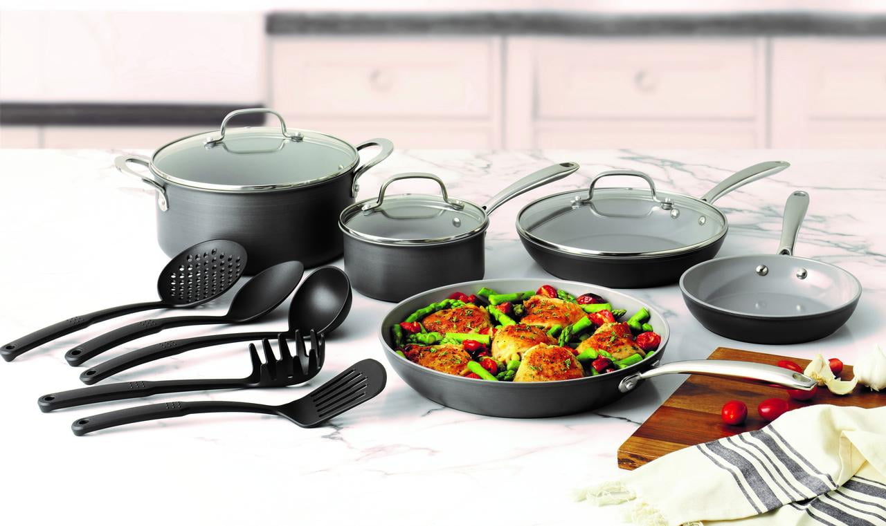 Granitestone Pro 13 Pc Set Pots and Pans Set Non Stick with Utensils, Hard Anodized Ceramic Cookware Set with Skillet, Diamond & Mineral Coating, Oven/Dishwasher Safe, Chalk - Image 4