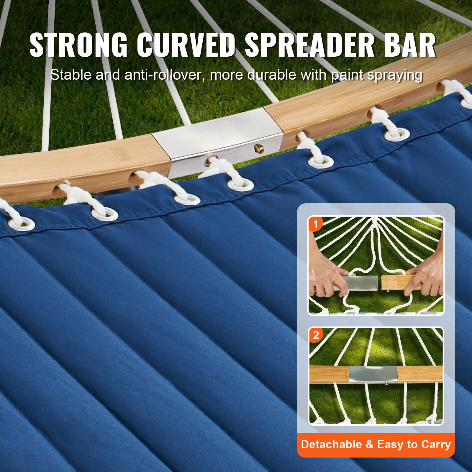 KFFKFF 480 lb Hammock Double Quilted Fabric Two Person with Stand - Image 2