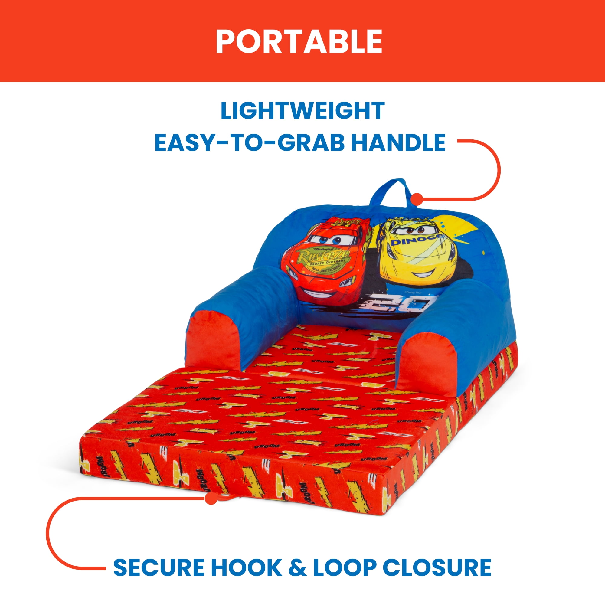 Cars Cozee Buddy Flip-Out Chair by Delta Children, Blue - Image 8