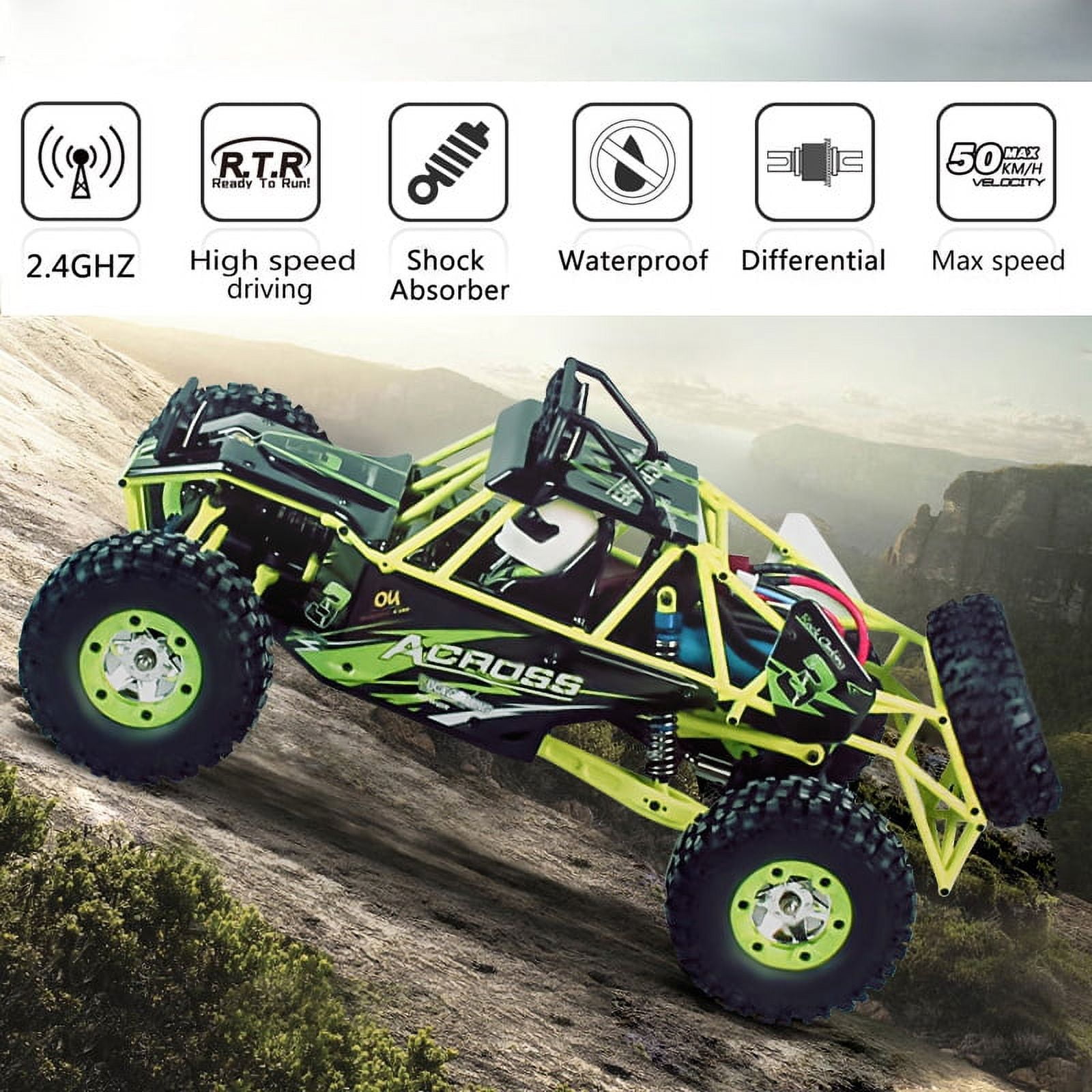 RC Cars Crawlers 1/12 Scale 2.4G 4WD High Speed Electric All Terrain Off-Road Rock Climbing wltoys Buggy RTR for Kids and Adults - Image 9
