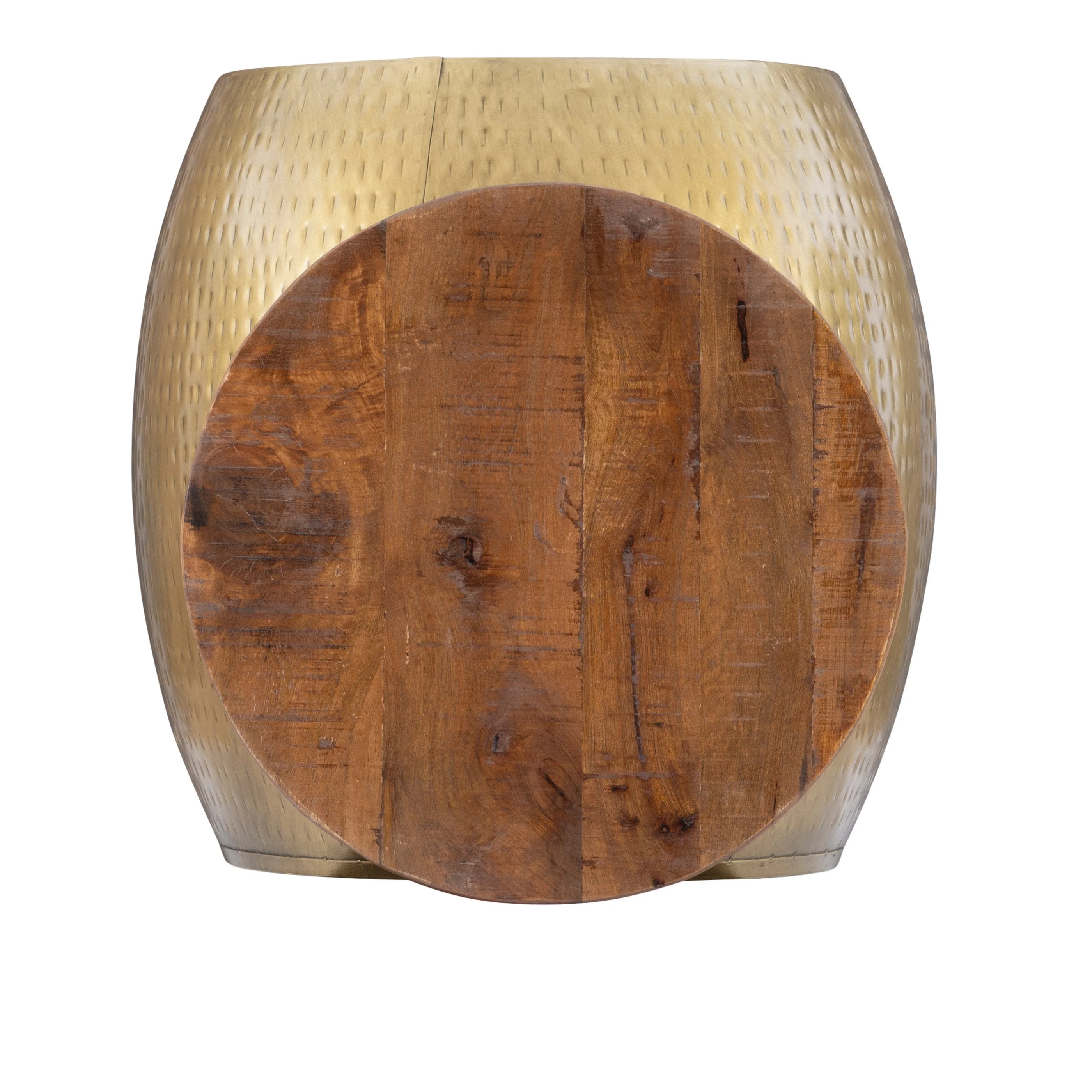 Powell Wesmar Metal Indoor Drum Accent Table with Storage, 20.5" Tall, Brass - Image 10