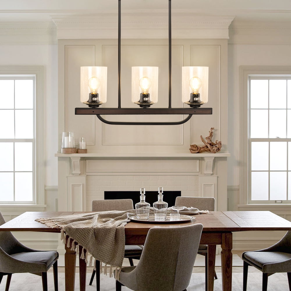 Depuley 3 Light Glass Shade Pendant Light Black Flush Mount Ceiling Light Fixture Rustic Farmhouse Track Ceiling Light, Adjustable, E26 Socket - Image 7