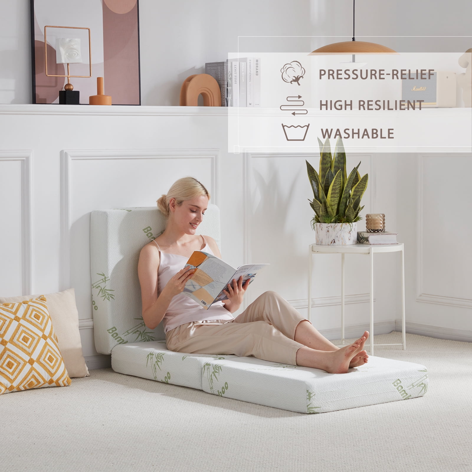 BDEUS Tri-Fold 4" Portable Memory Foam Mattress with Storage Bag - Image 2