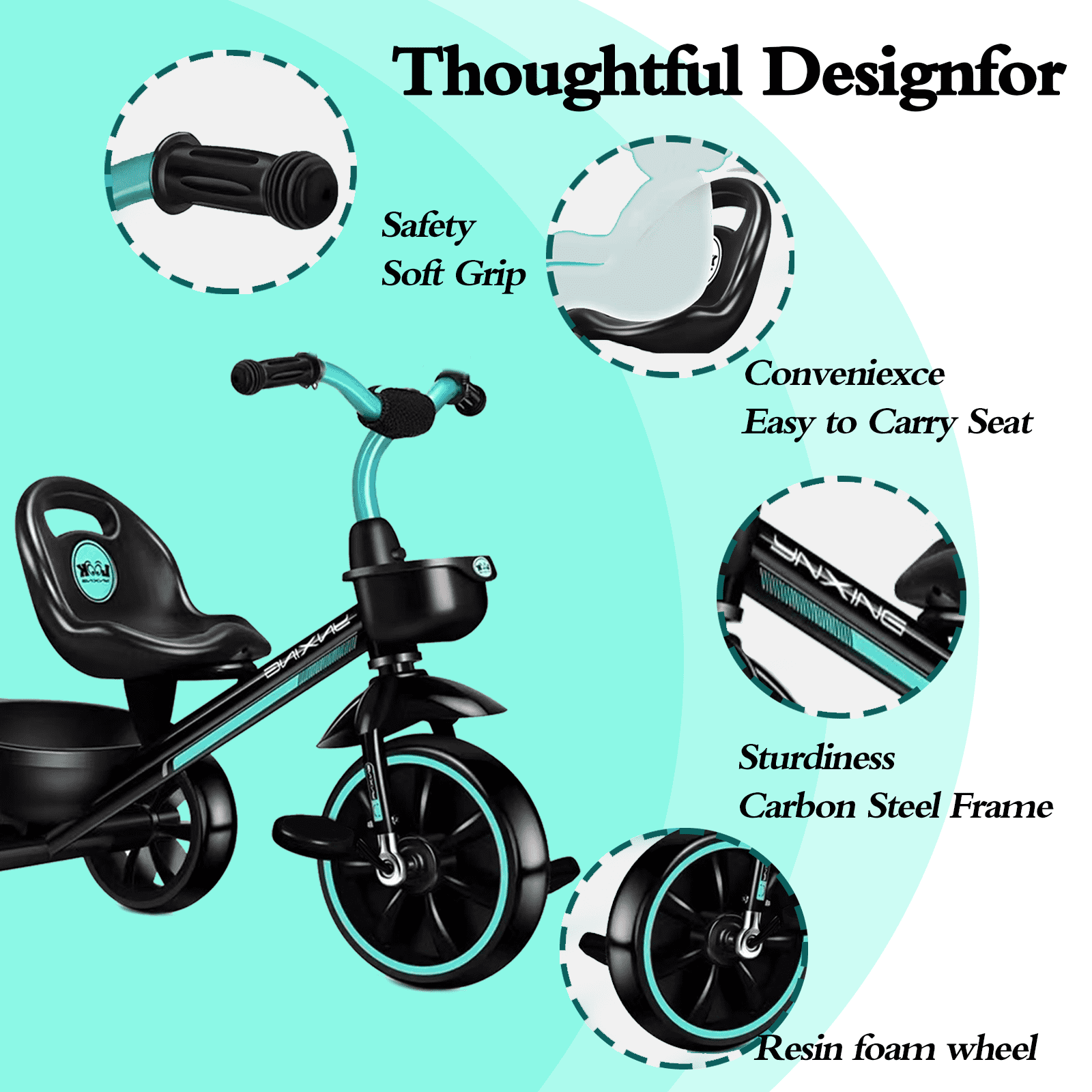 Toddler Tricycle, Kids Tricycles for 3-5 Year Olds, Adjustable Seat, Toddler Tricycle Kids Trikes Tricycle,Gift & Toys for Boy & Girl - Image 7