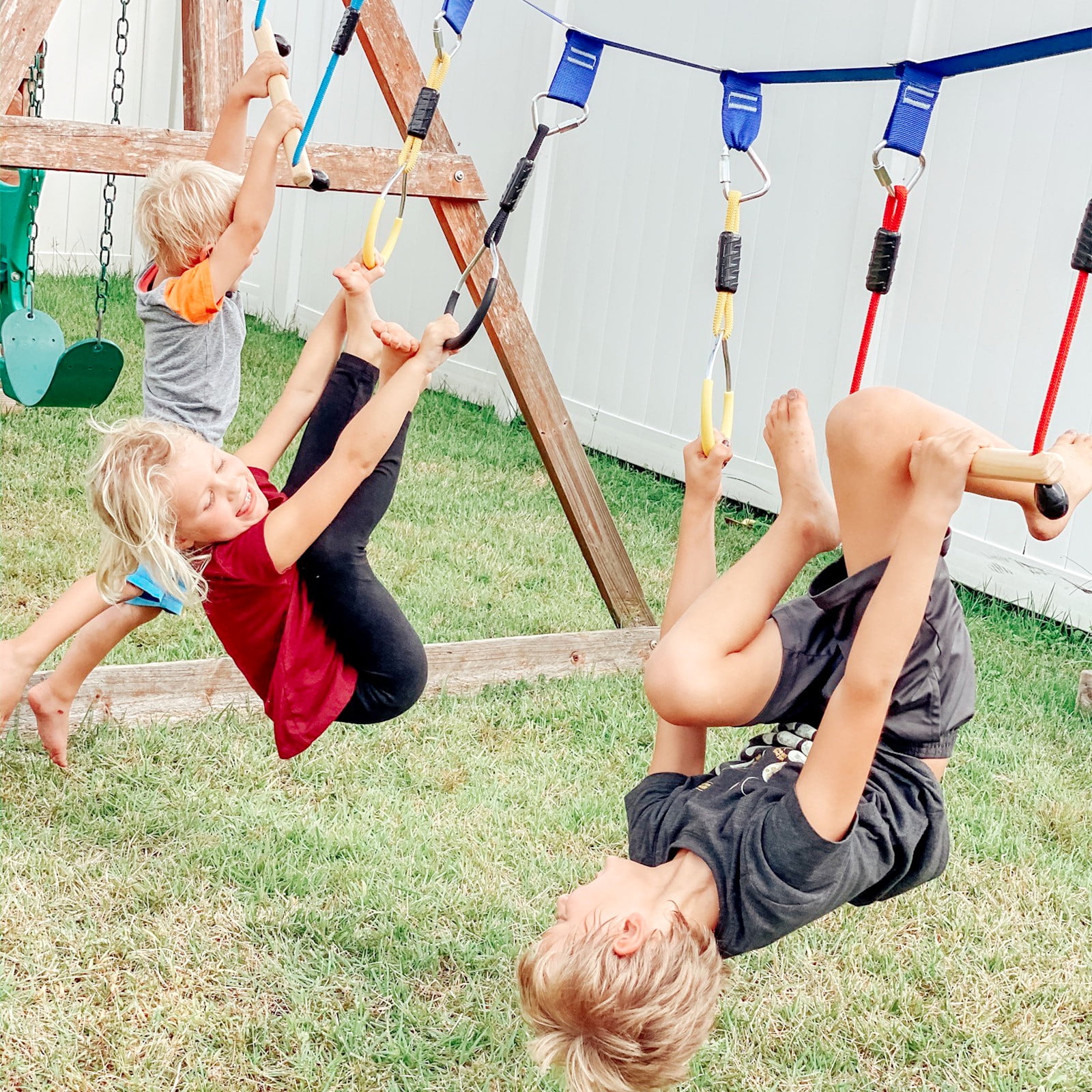 Obstacle Course for Kids, Gentle Booms Backyard Outdoor Playground Sets for Kids Ninja Warrior Obstacle Course Slackline with Climbing Rope Ladder Swing - Image 3