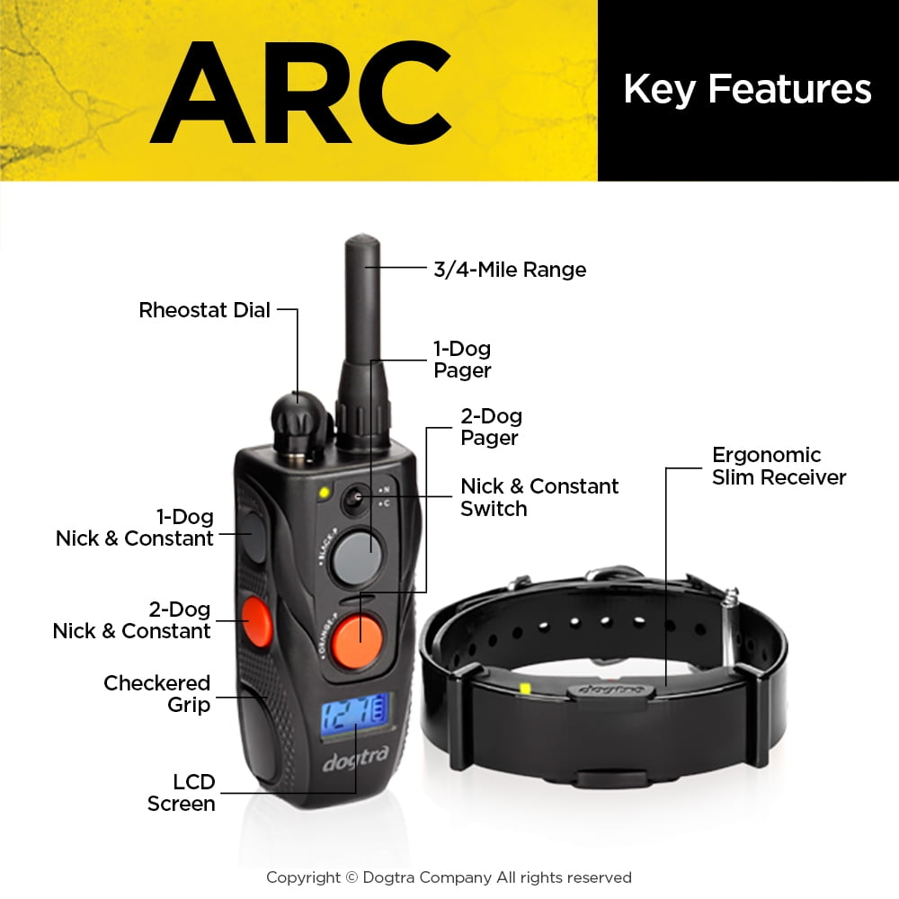 Dogtra ARC Remote Dog Training Collar Ergonomic Waterproof Rechargeable 3/4-Mile Range - Image 3