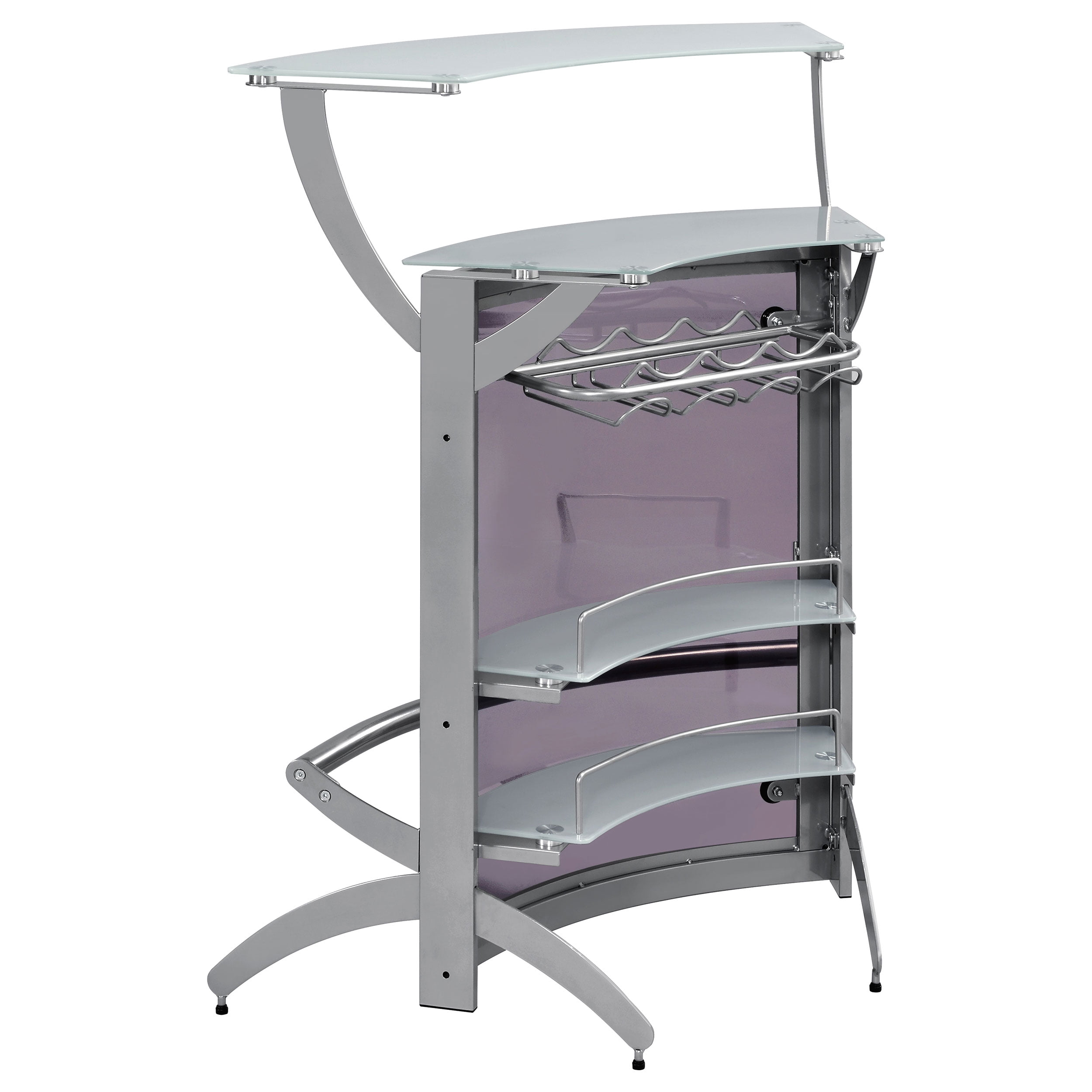 Dallas 2-shelf Curved Freestanding Home Bar Cabinet Silver - Image 9