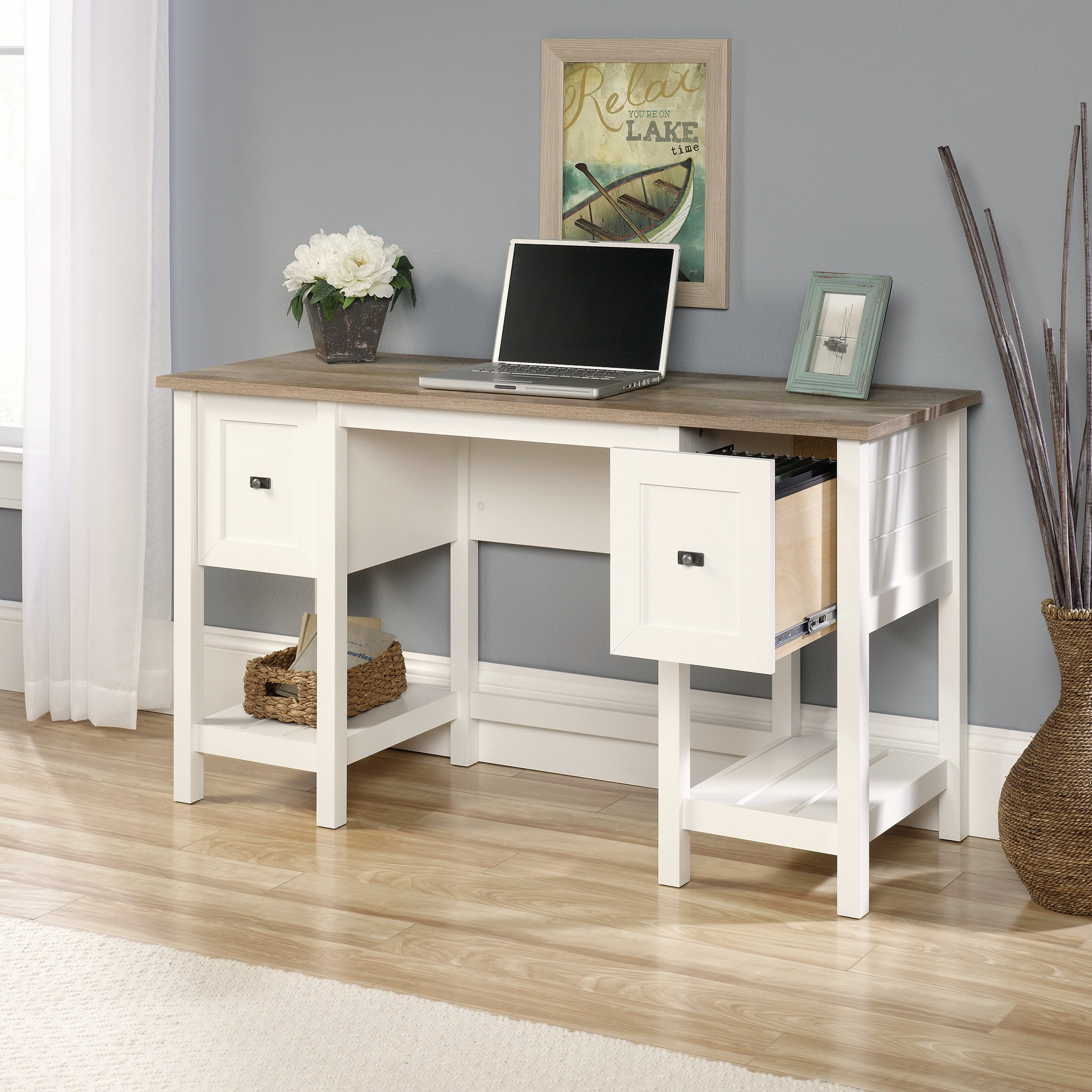 Sauder Cottage Road Computer Desk, Soft White Finish - Image 11