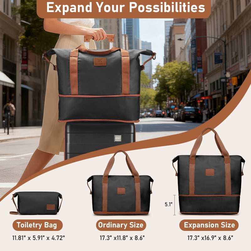 Joyway 3-Piece Luggage Set 20-Inch Carry-On Suitcase with Spinner Wheels TSA Lock Travel Duffel Bag and Toiletry Bag Hardside Lightweight Luggage Black - Image 7