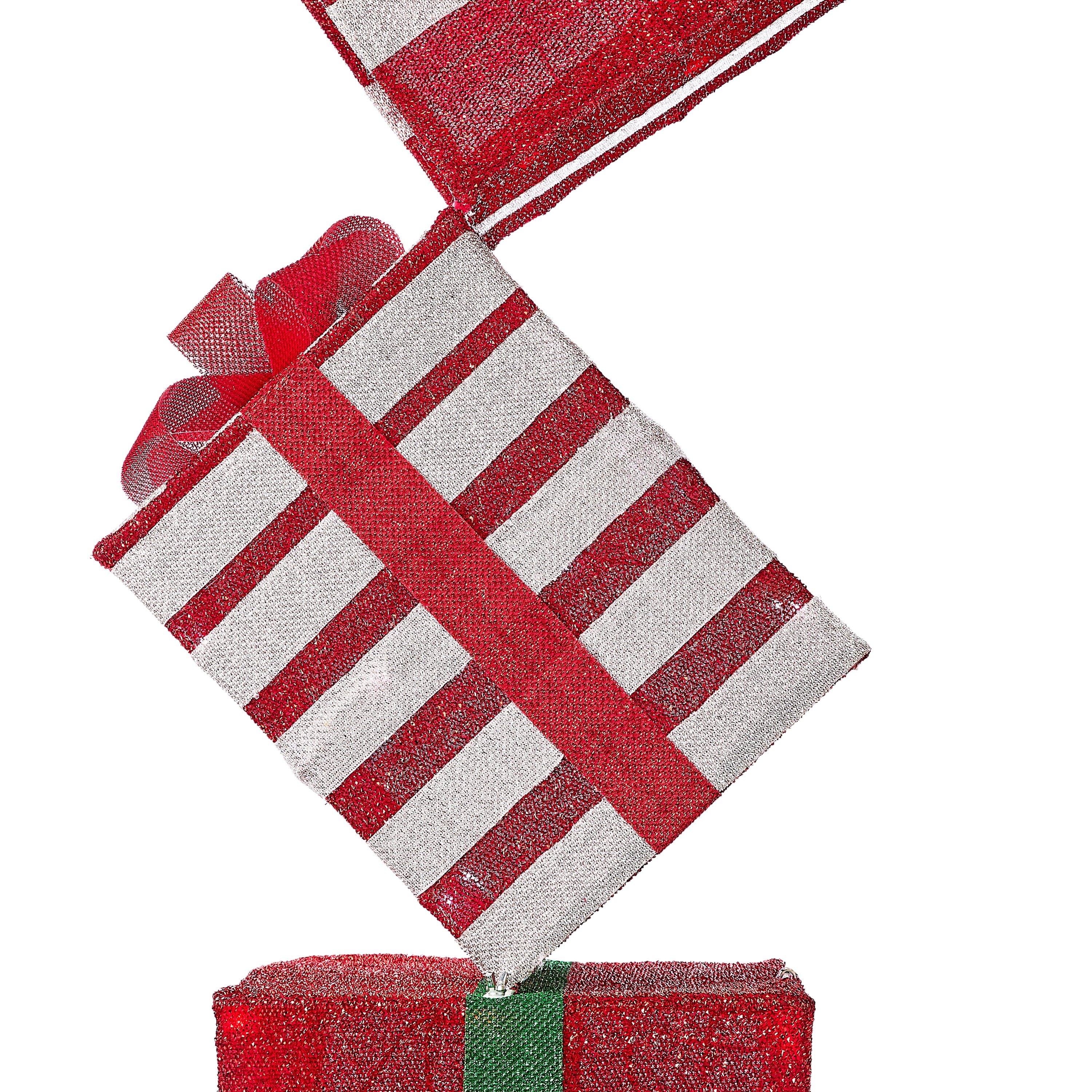 Light-up Stacked Gift Boxes with 60 Red & Cool White LED Lights, 42", Holiday Time - Image 2