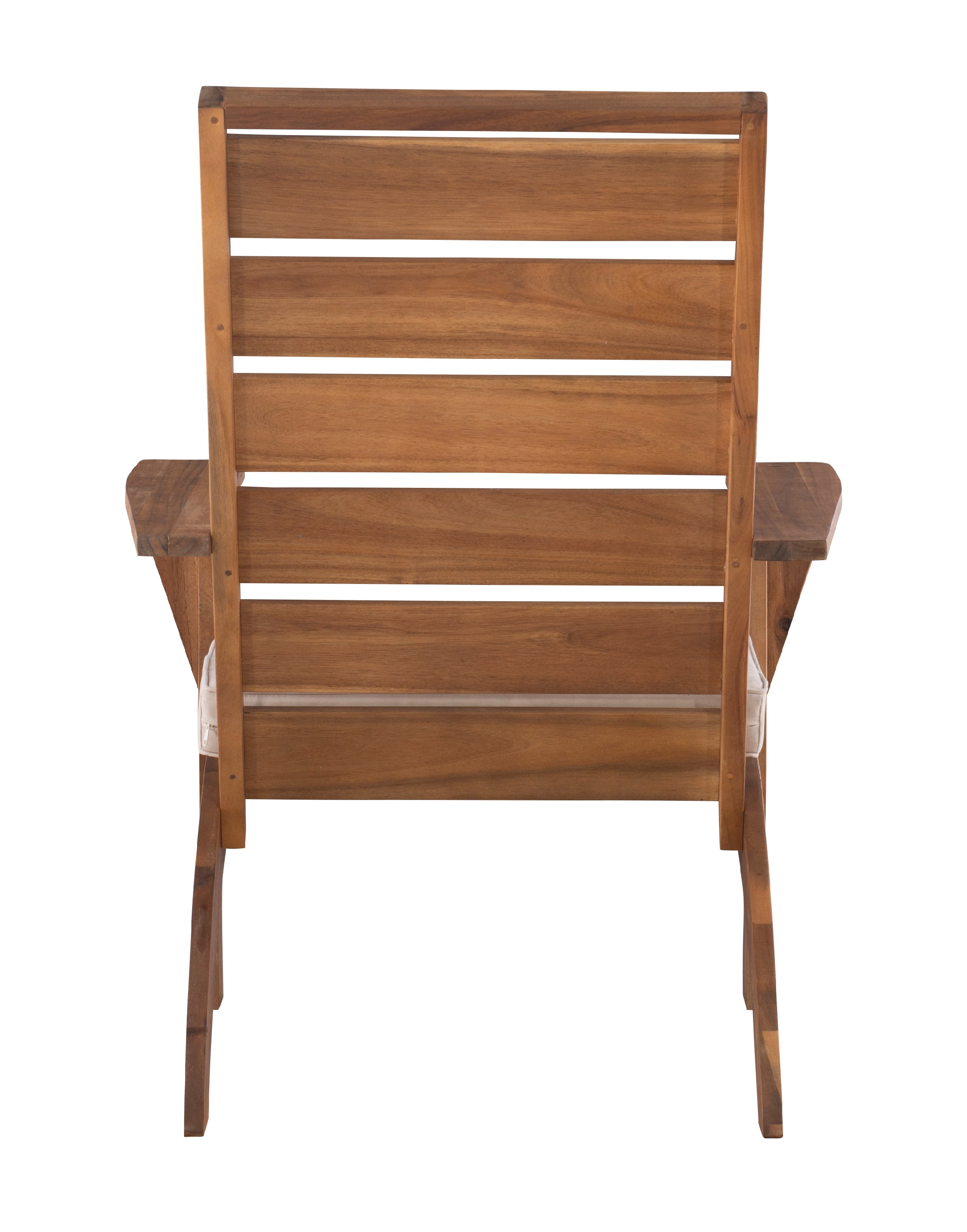 Linon Riverpark Slat Back Acacia Outdoor Lounge Chair with Cushion, Brown/Beige - Image 5